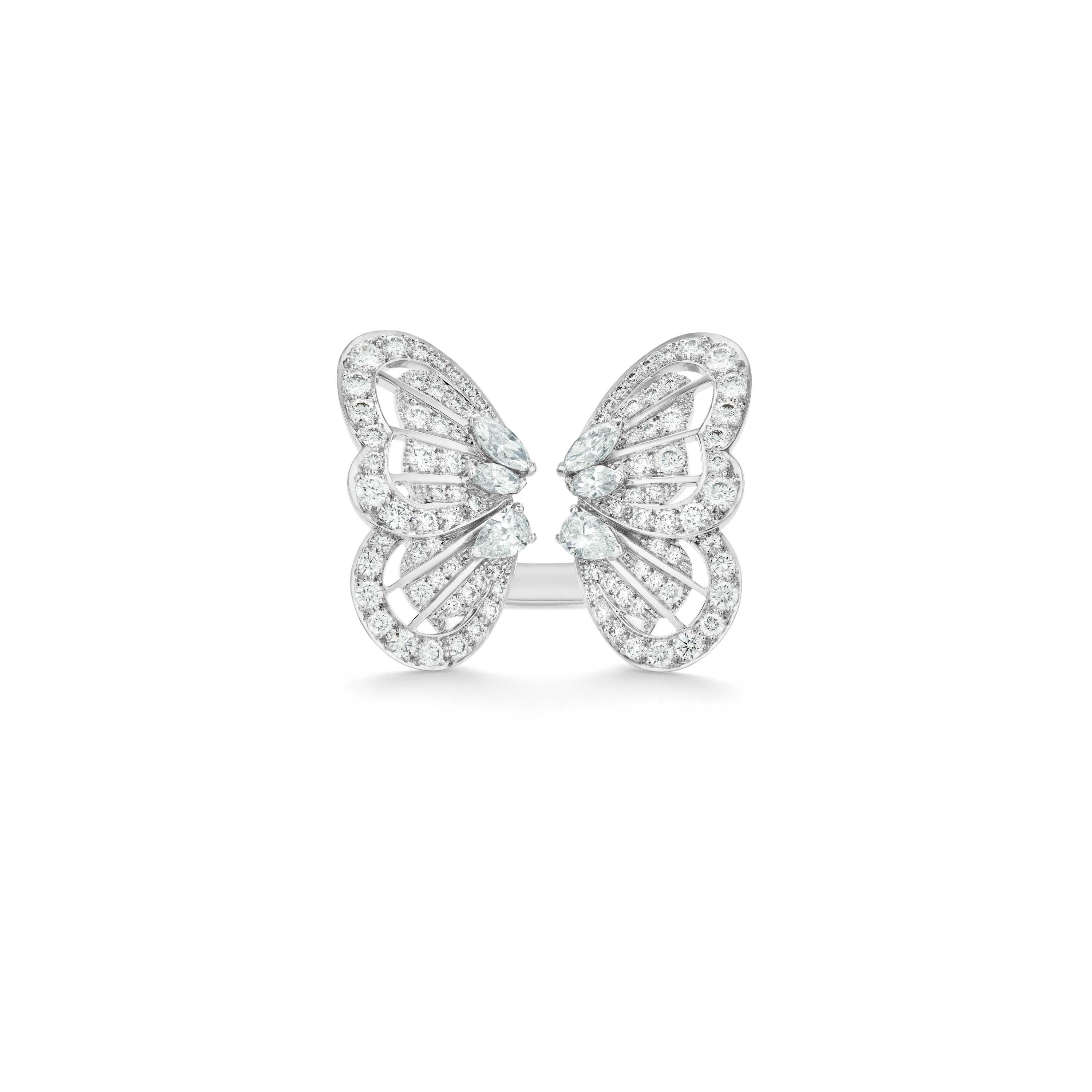 Monarch Butterfly White Diamond Ring, image 1