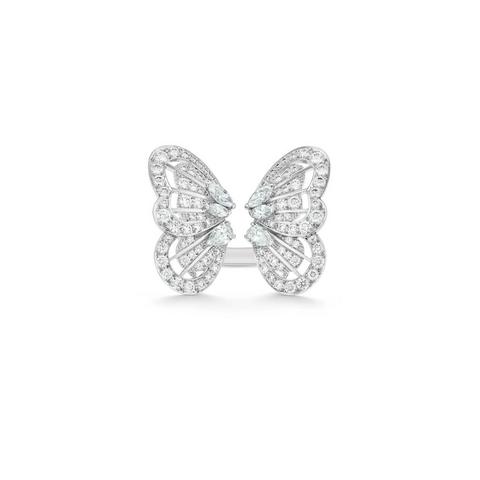 Monarch Butterfly White Diamond Ring