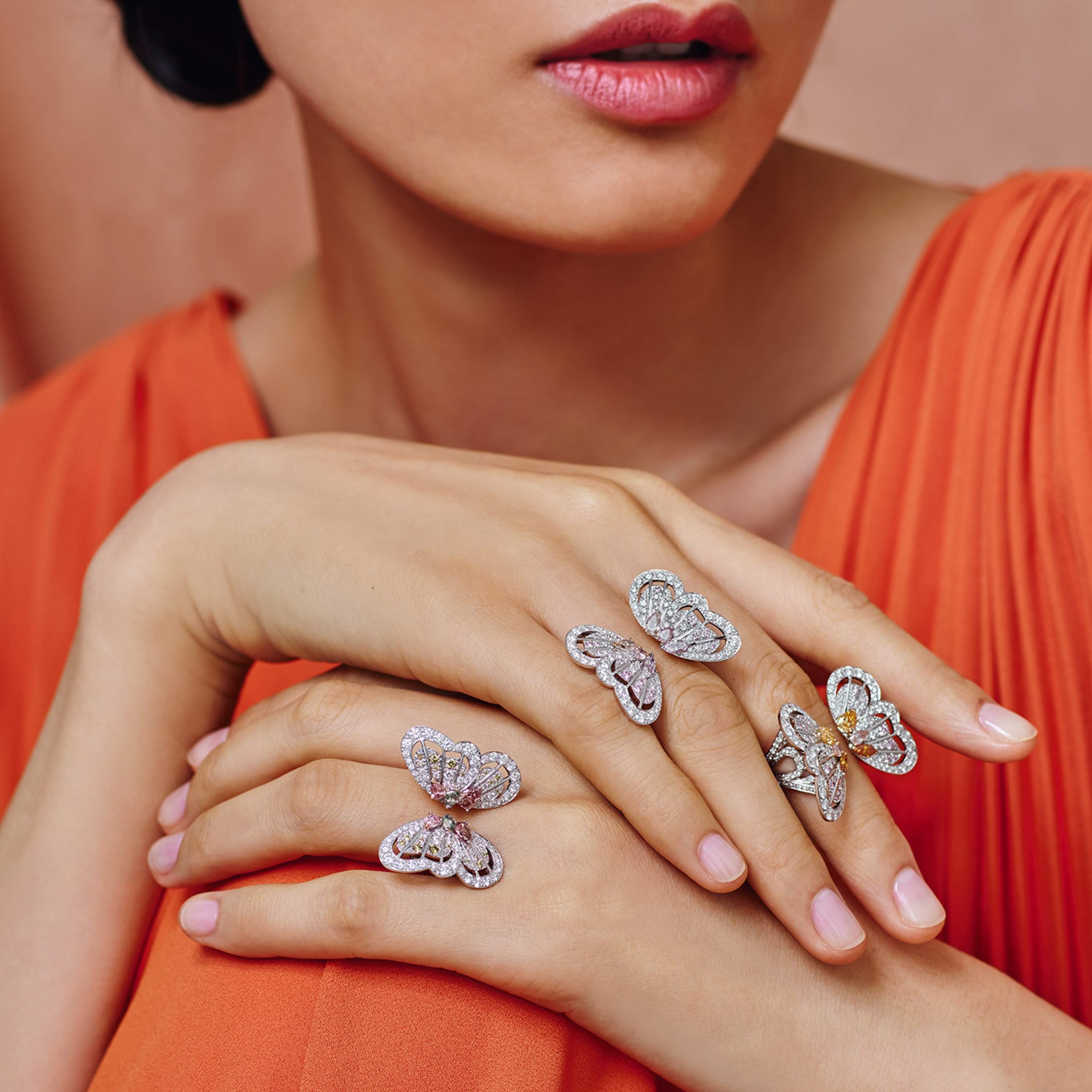 Monarch Butterfly White Diamond Ring De Beers IT