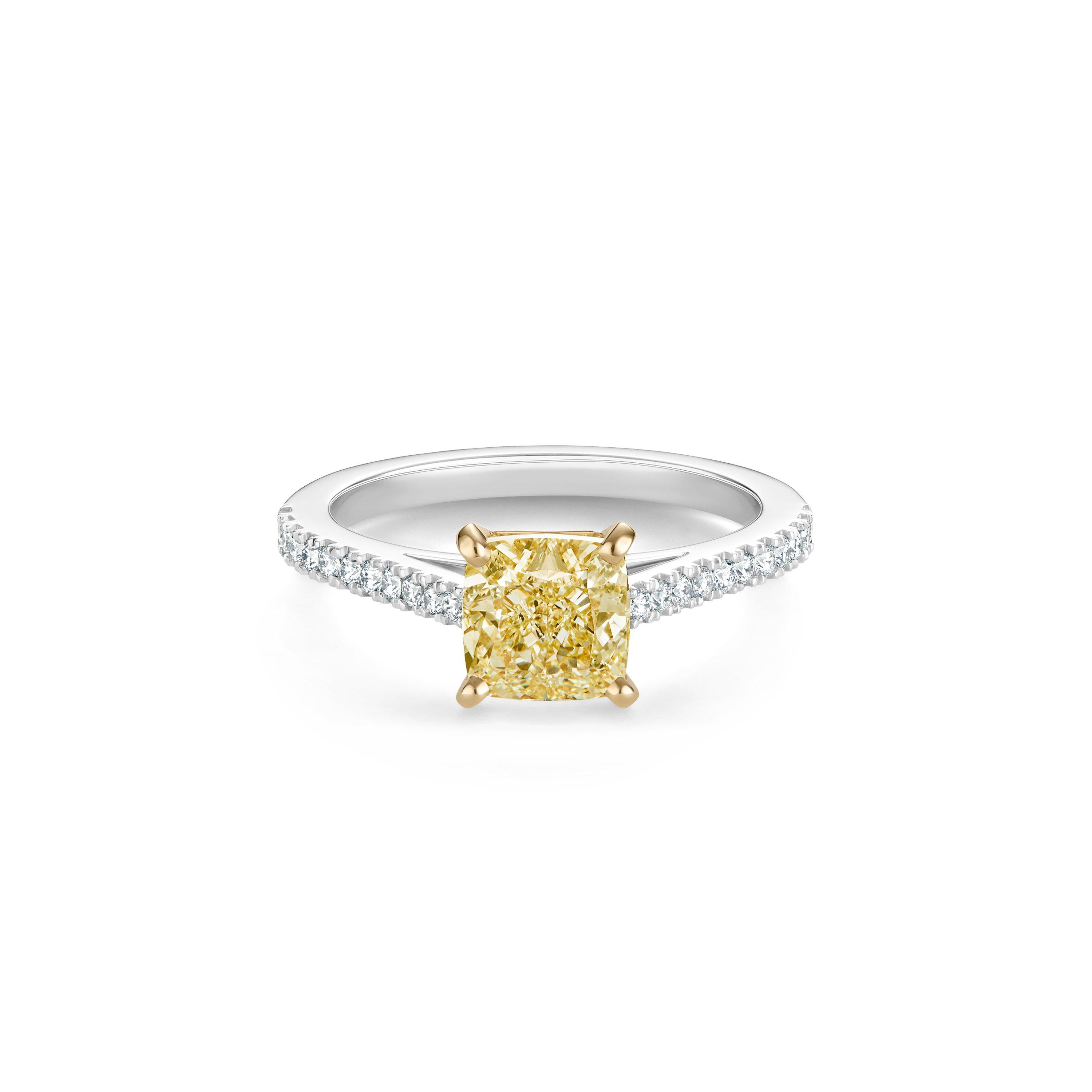 DB Classic Pavé Fancy Yellow Cushion-Cut Diamond Ring, image 1