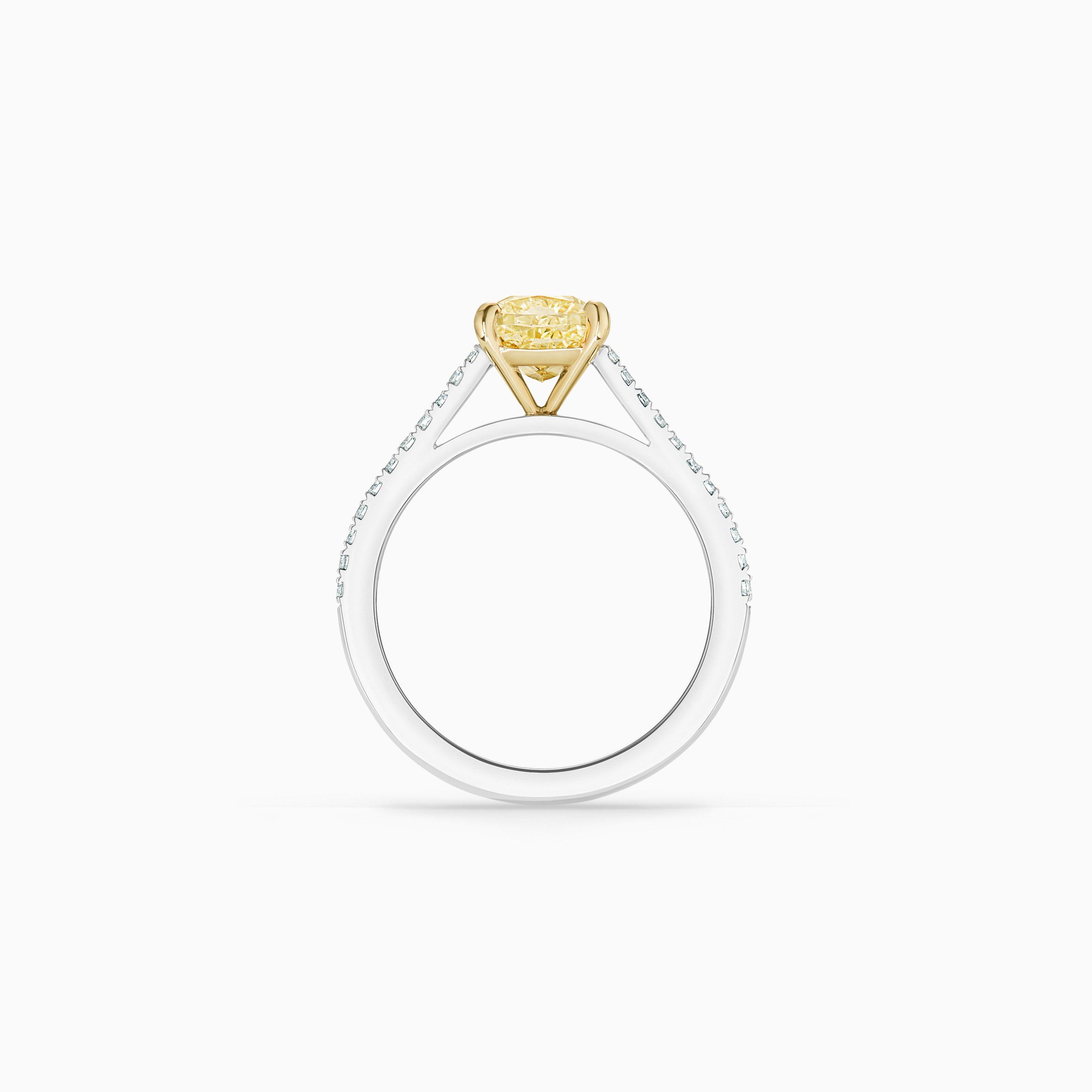 Solitaire DB Classic Pav&eacute; Diamant Jaune Taille Coussin, image 4