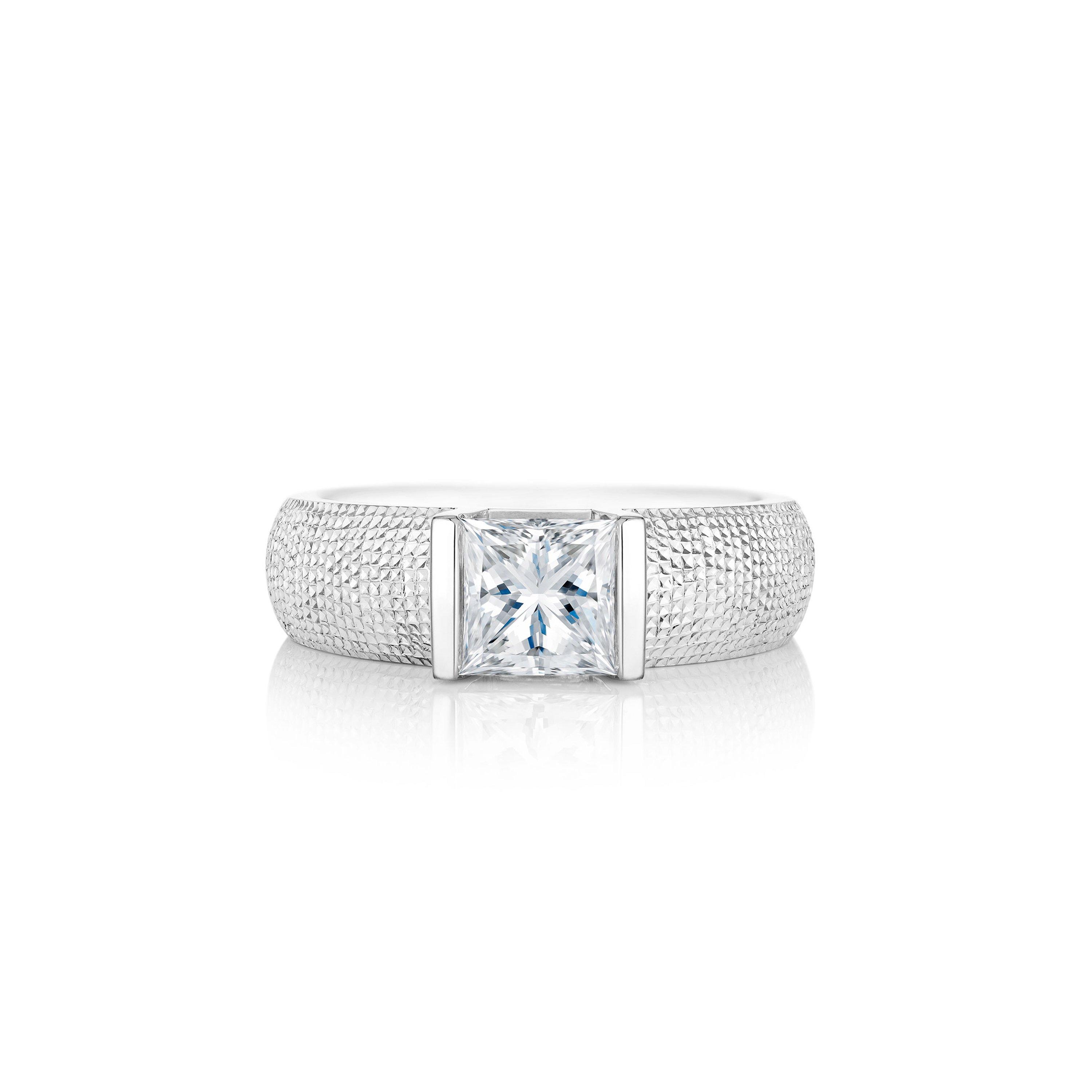 Bague Brio diamant taille princesse en or blanc