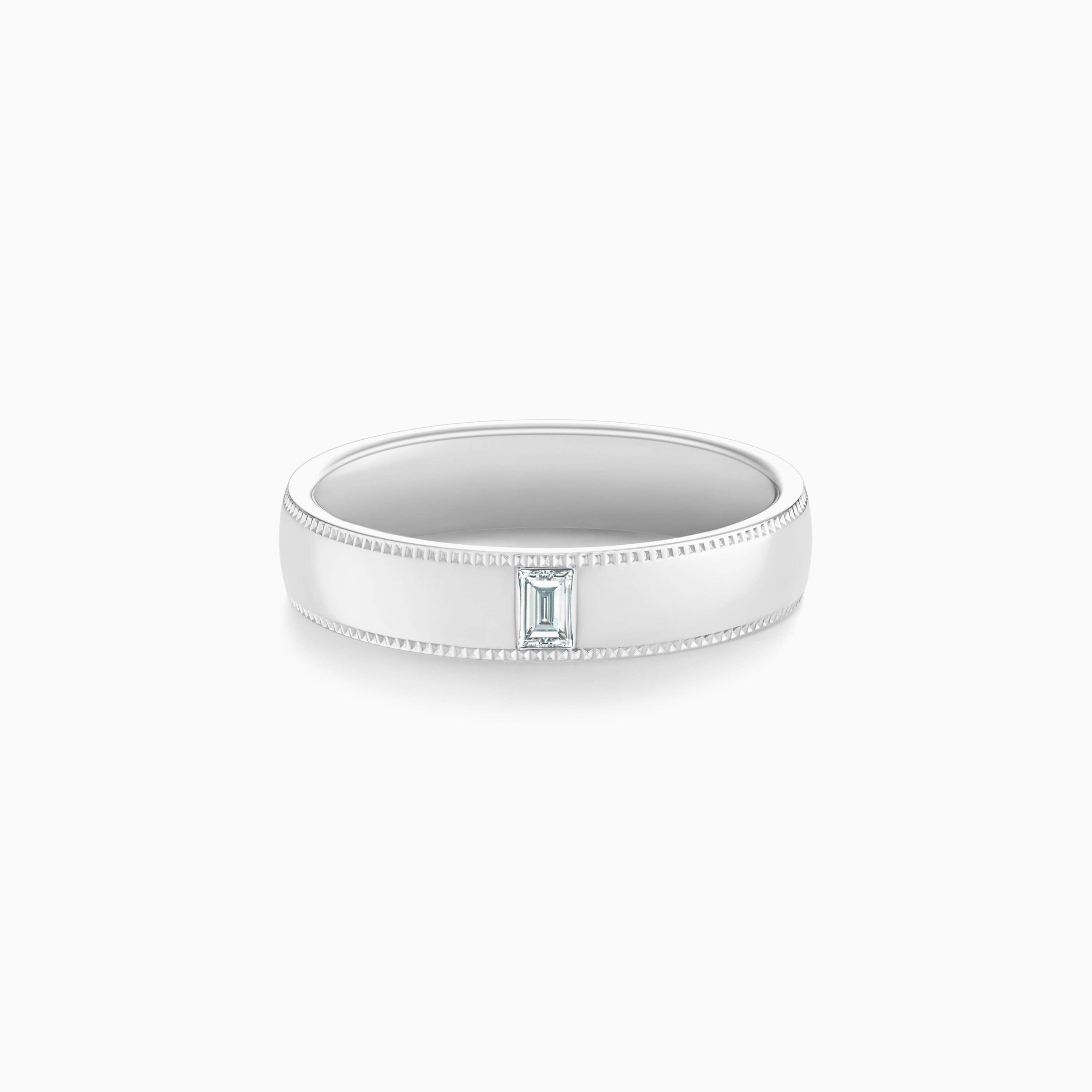 DB Classic one diamond Wide Court Poinçon band in platinum DB Classic one diamond Wide Court Poinçon band in platinum, image 1