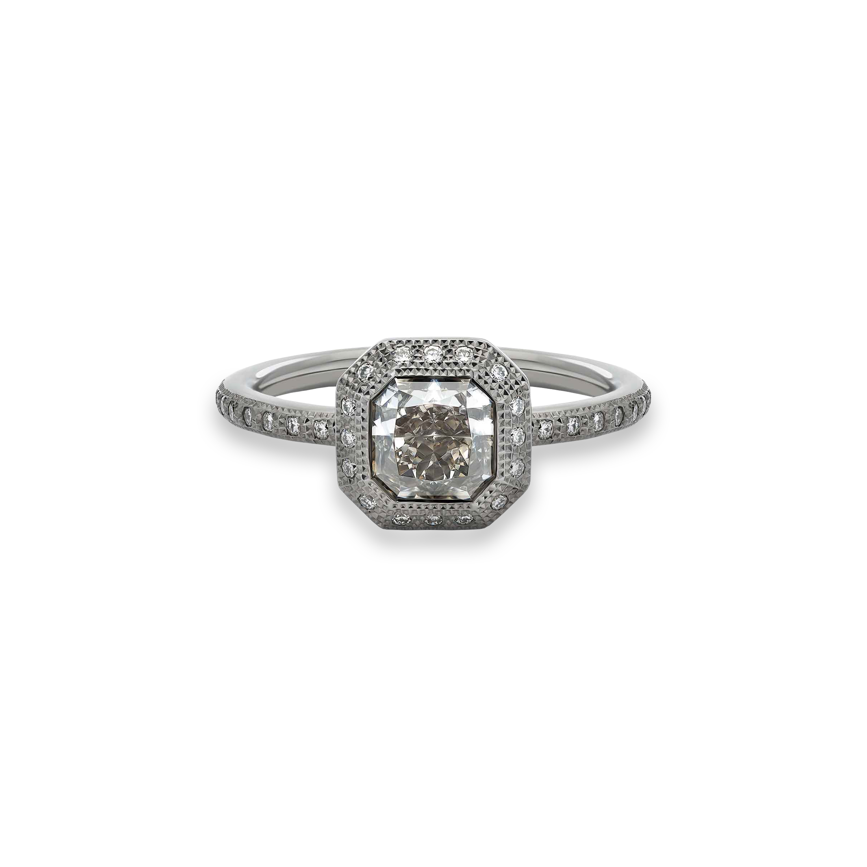 Talisman 白金黑色鍍銠雷迪恩式鑽石可層疊式戒指, image 1