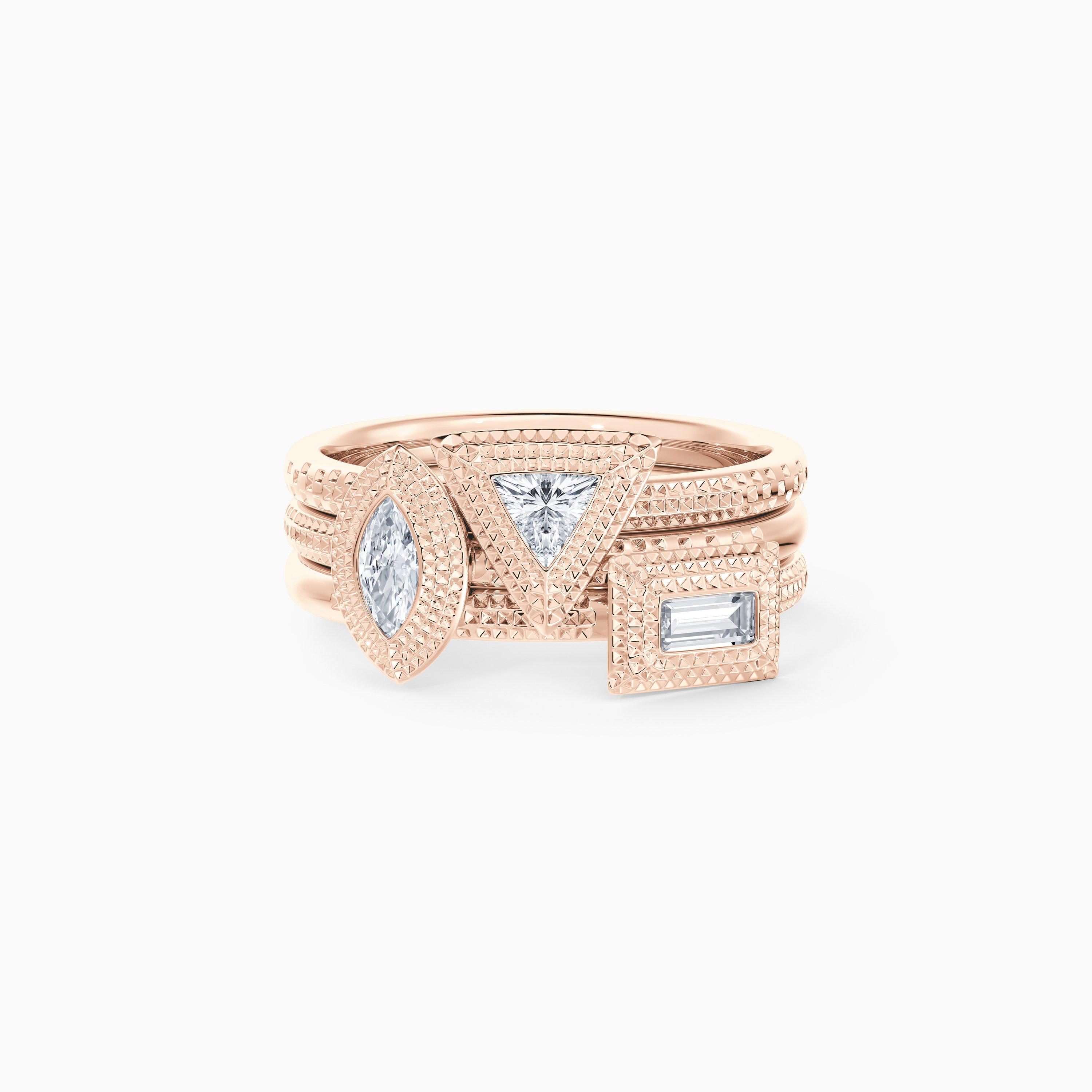 Talisman Trio Stacking Rings in Rose Gold, image 1