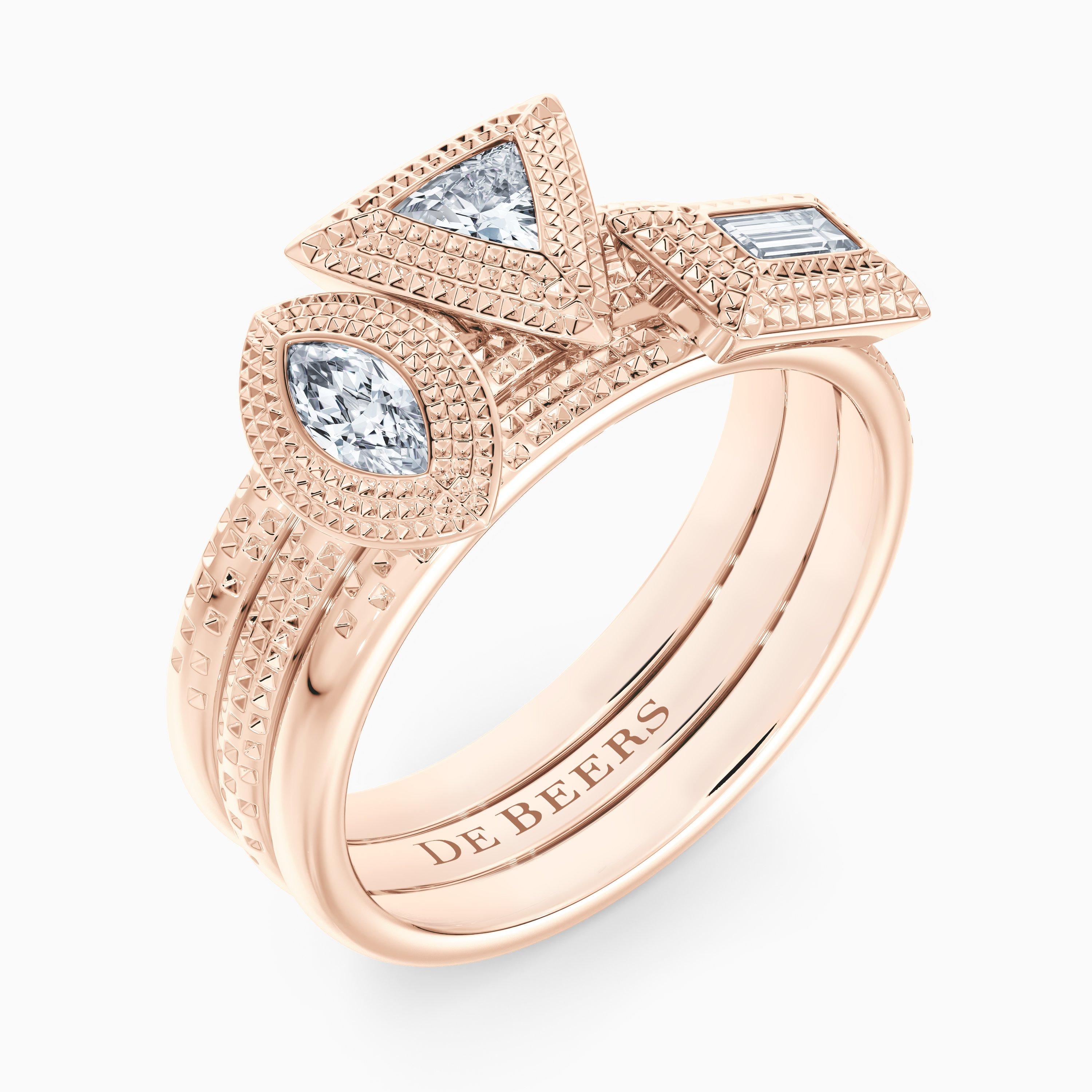 Talisman Trio Stacking Rings in Rose Gold, image 2