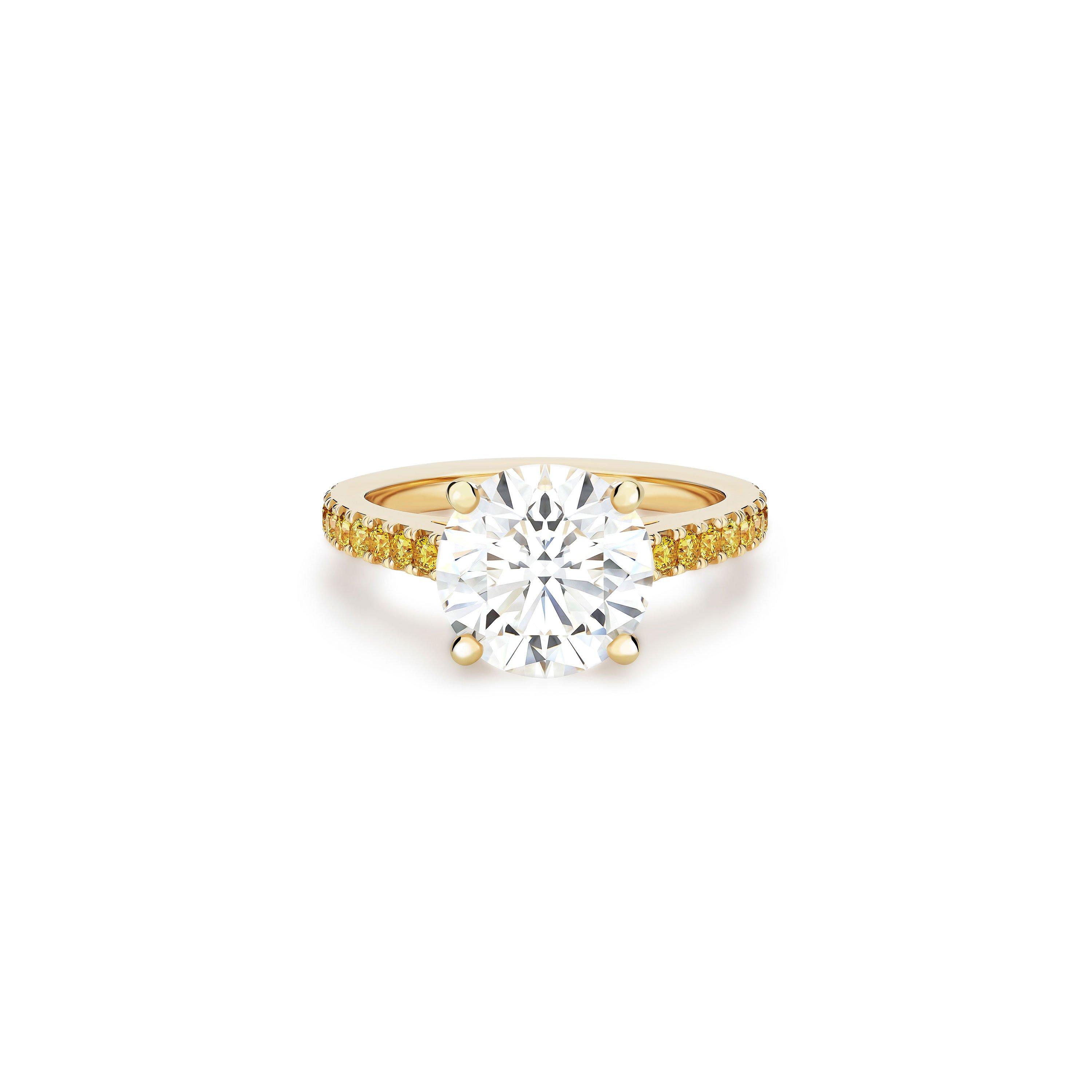 DB Classic Coloured Pavé round brilliant diamond yellow gold ring