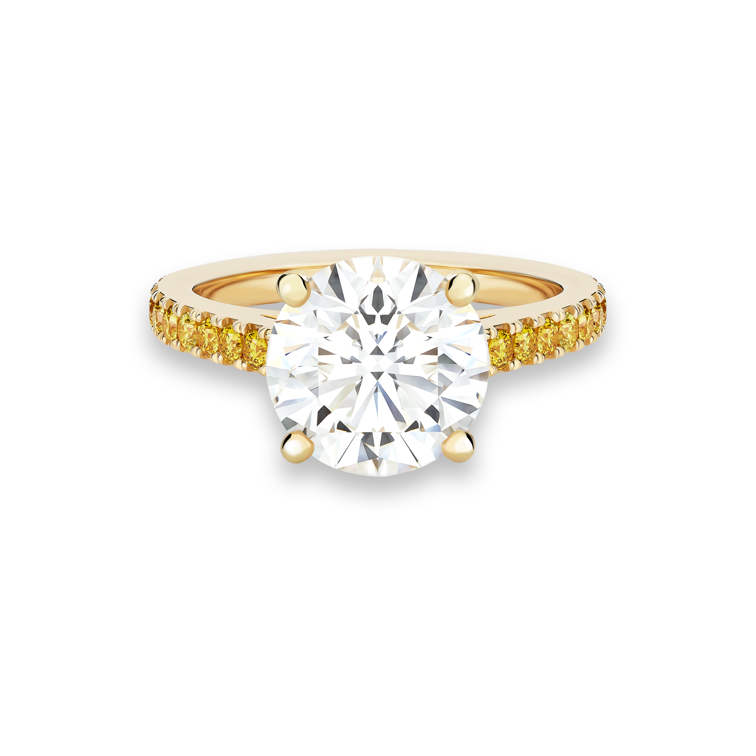 DB Classic Coloured Pavé round brilliant diamond yellow gold ring, image 1
