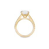 Solitaire DB Classic taille brillant anneau en or jaune pavé diamants de couleur, image 2