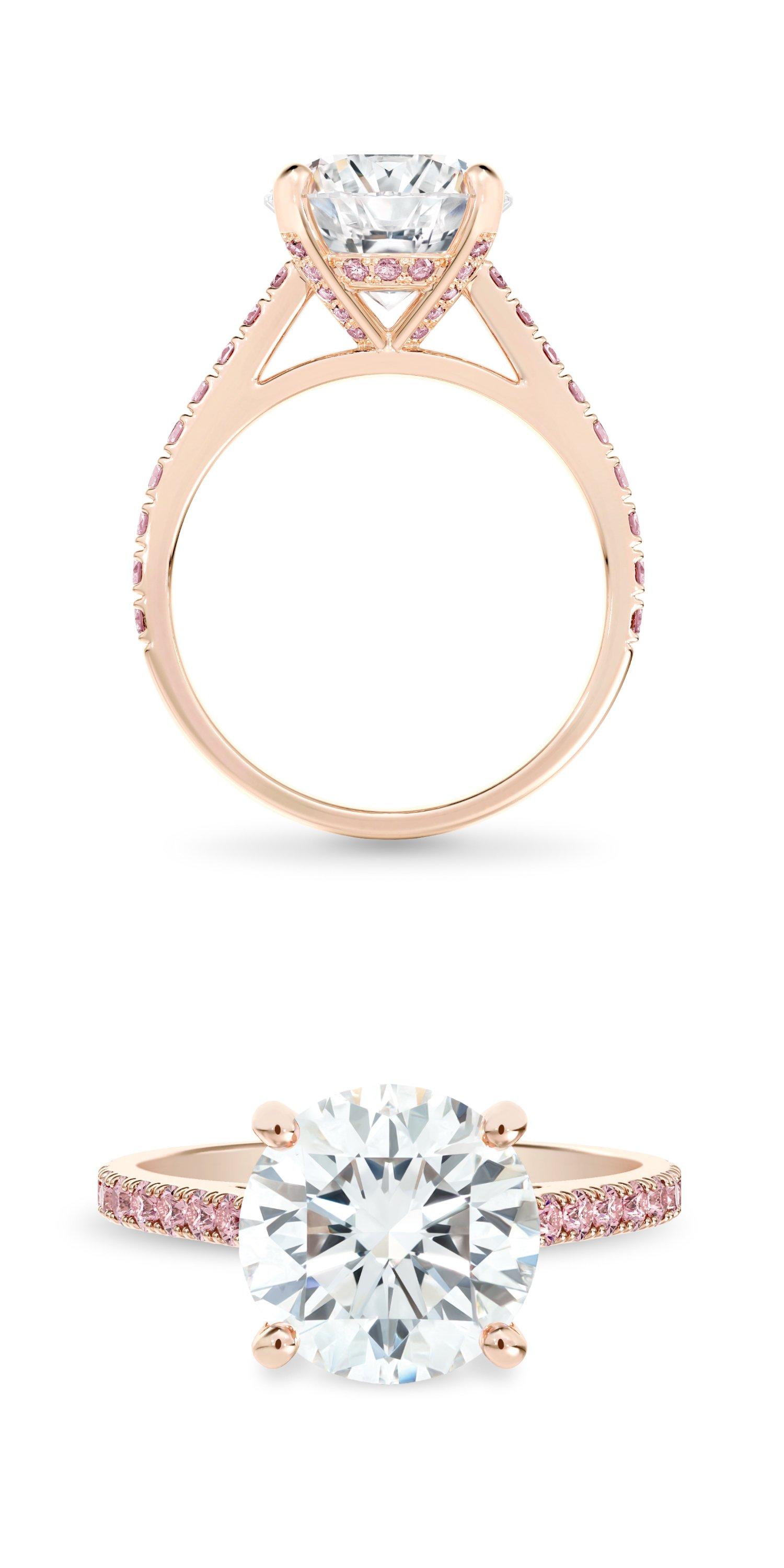DB Classic Coloured Pav&eacute; round brilliant diamond rose gold ring, image 1