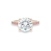 Solitaire DB Classic taille brillant anneau en or rose pavé diamants de couleur, image 1