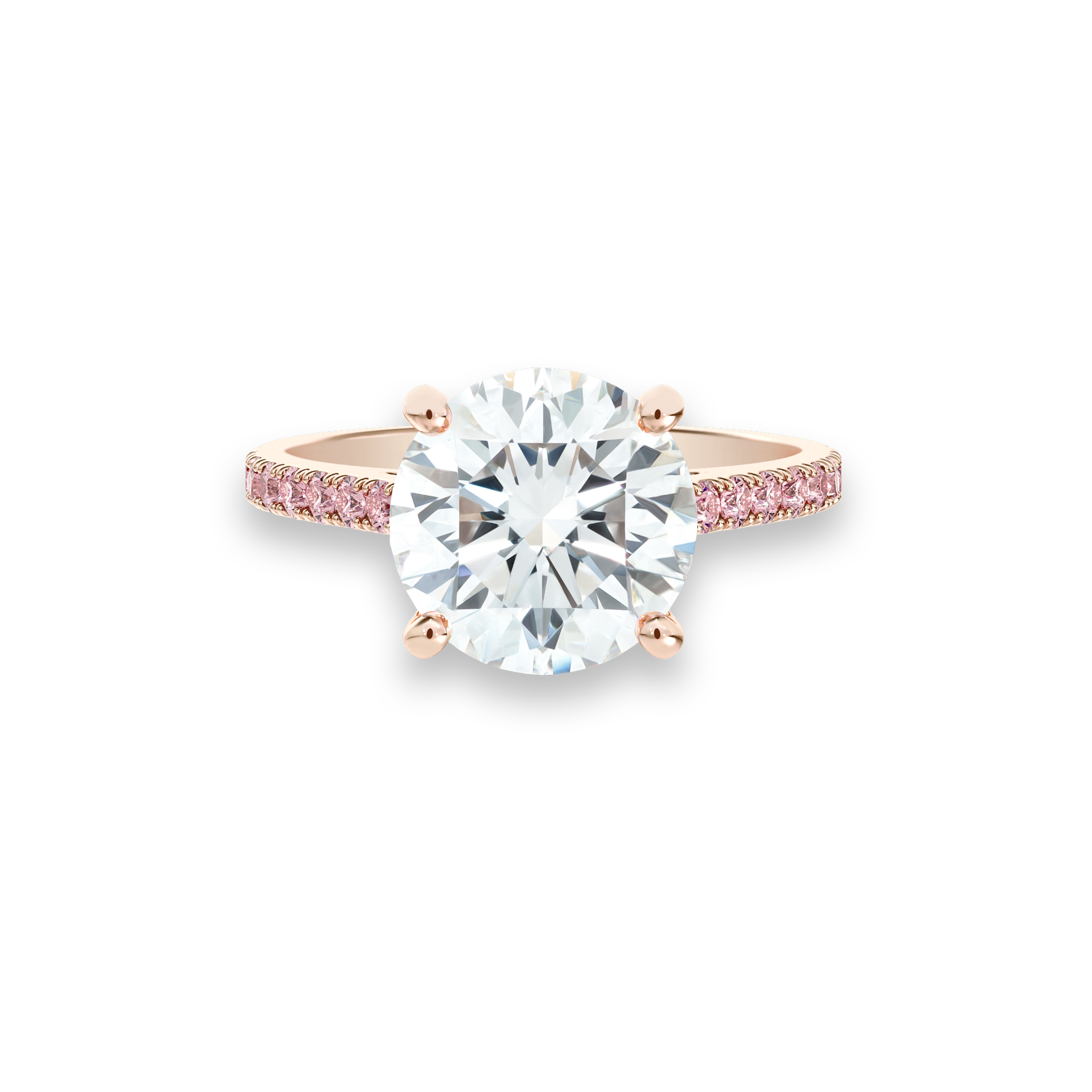 Solitaire DB Classic taille brillant anneau en or rose pavé diamants de couleur, image 1