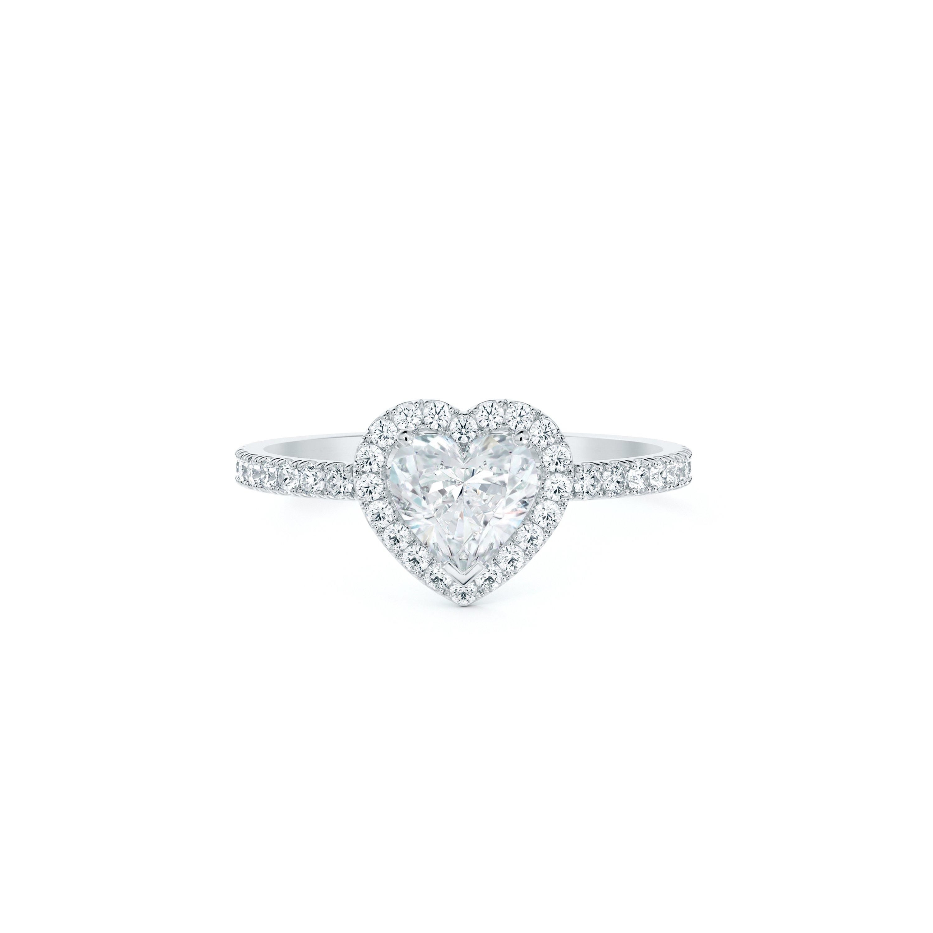 Debeers Aura Heart-shaped Diamond Ring In White