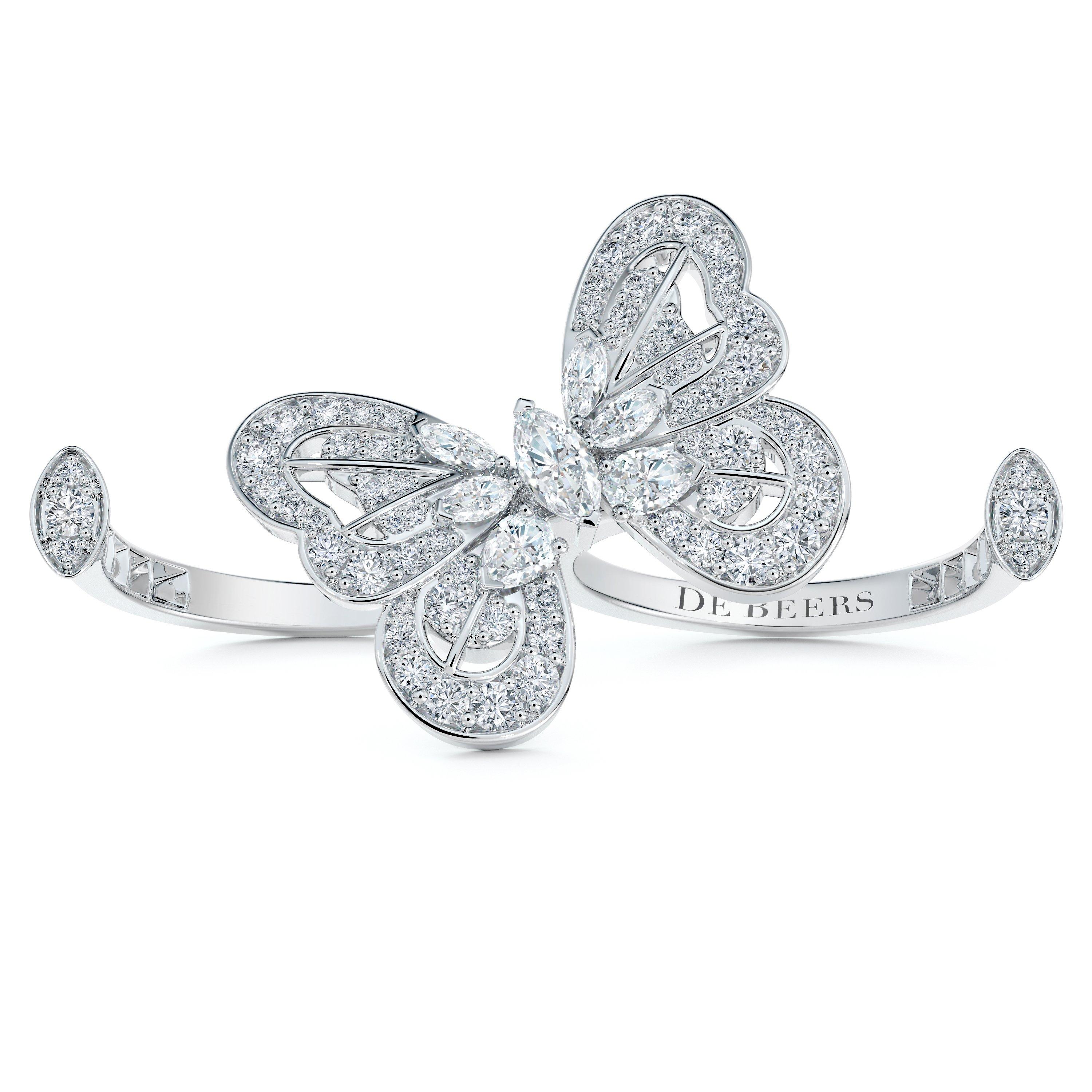 White Gold Multi Diamond Butterfly Flower Bracelet