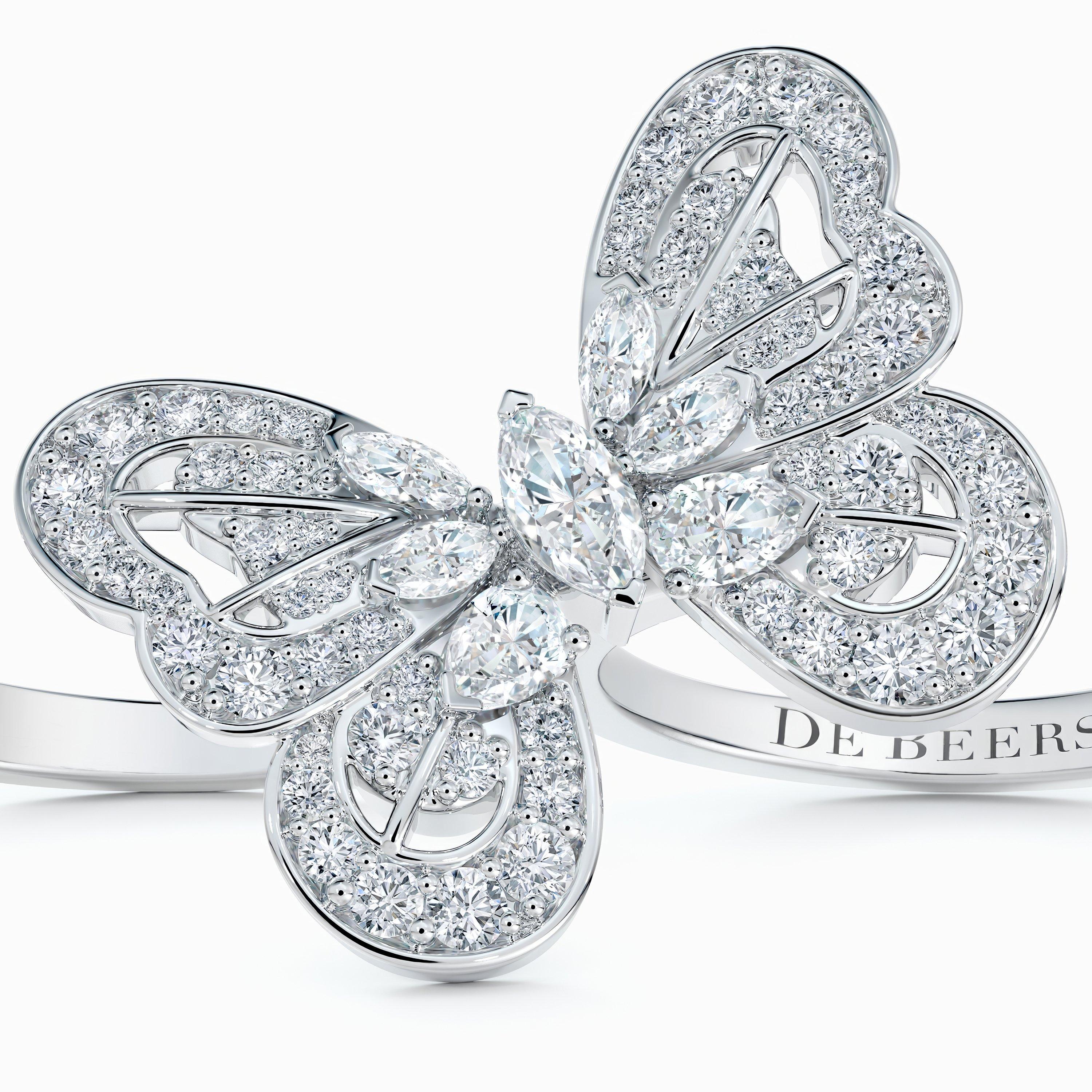 White gold butterfly ring discount