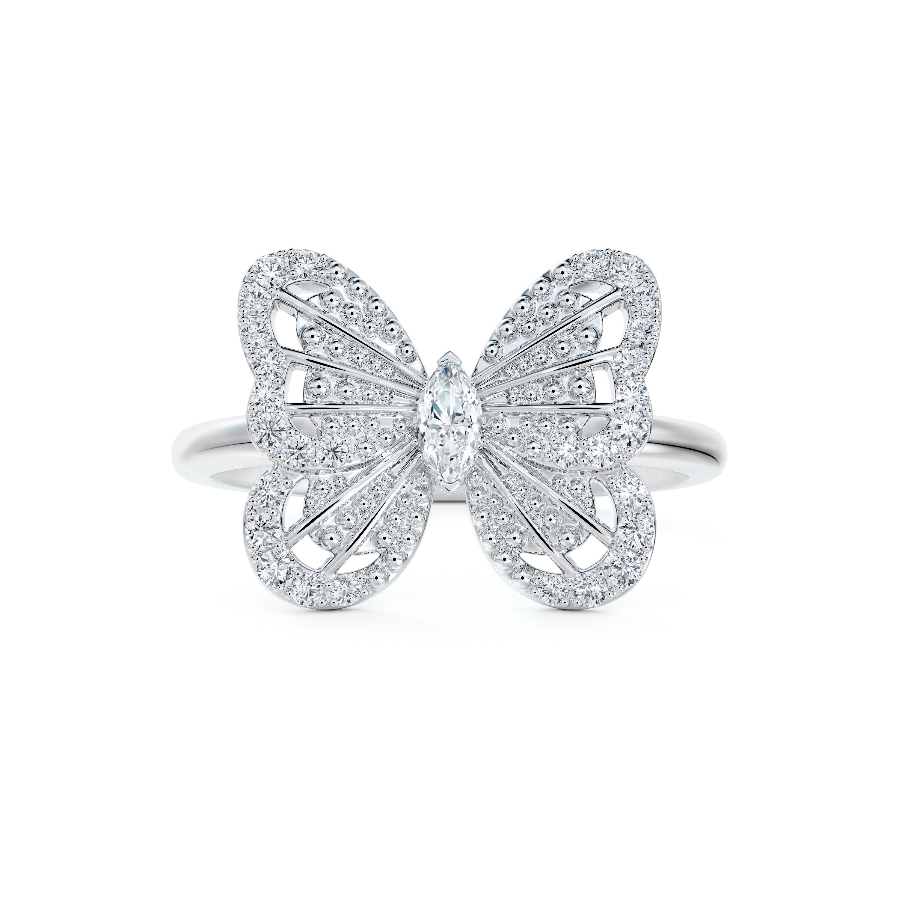 Portraits of Nature Butterfly Ring in White Gold