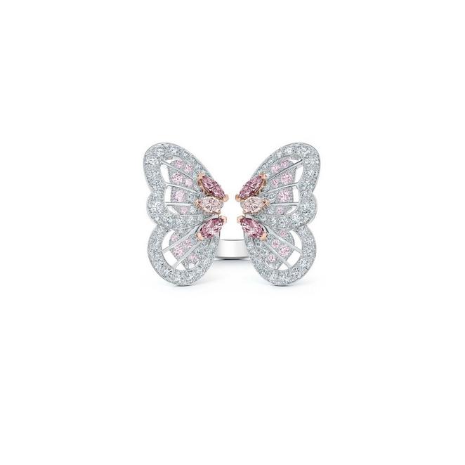 Bague Portraits of Nature butterfly diamants roses