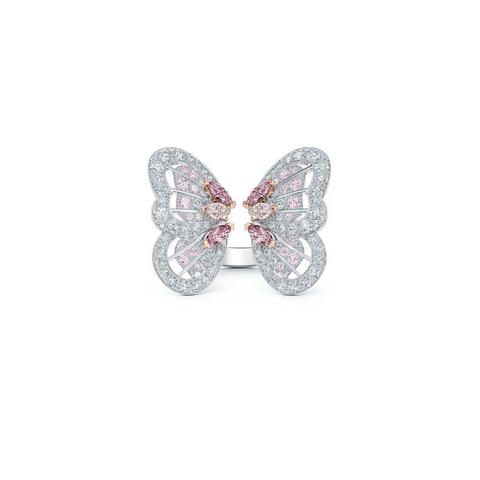 Bague Portraits of Nature butterfly diamants roses