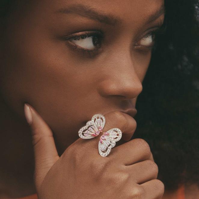 Portraits of Nature butterfly fancy pink ring