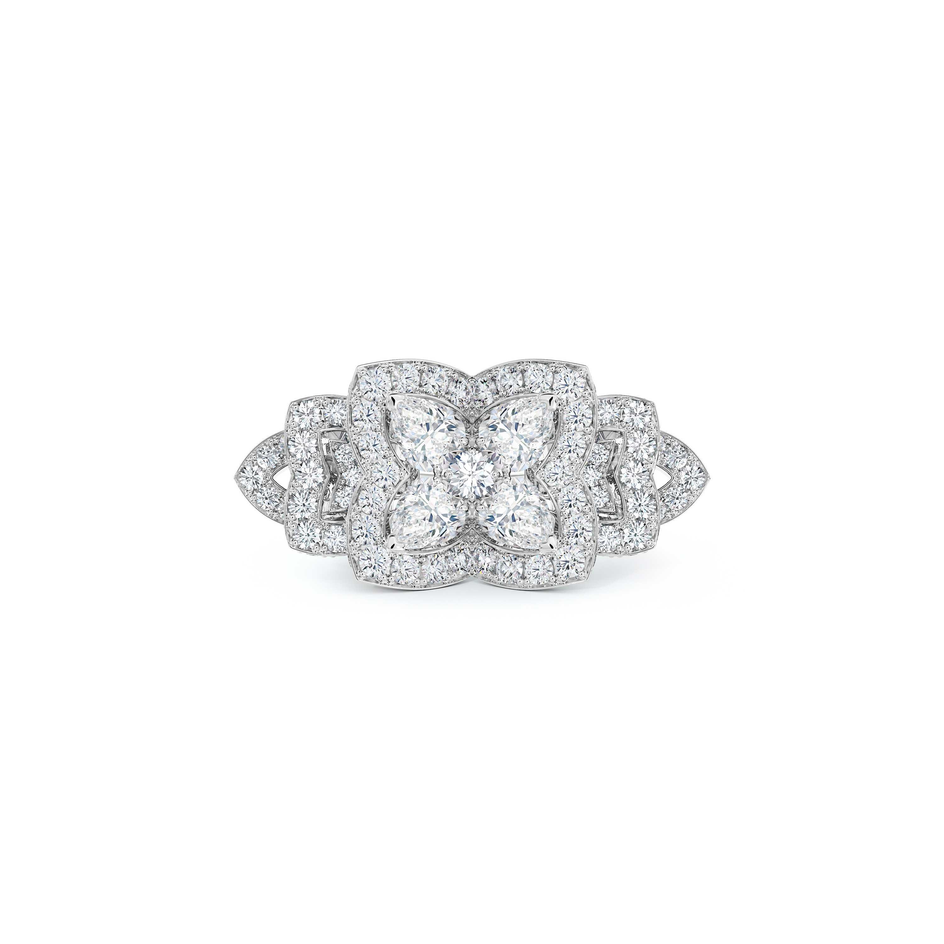 Bague Cocktail Enchanted Lotus en Or Blanc