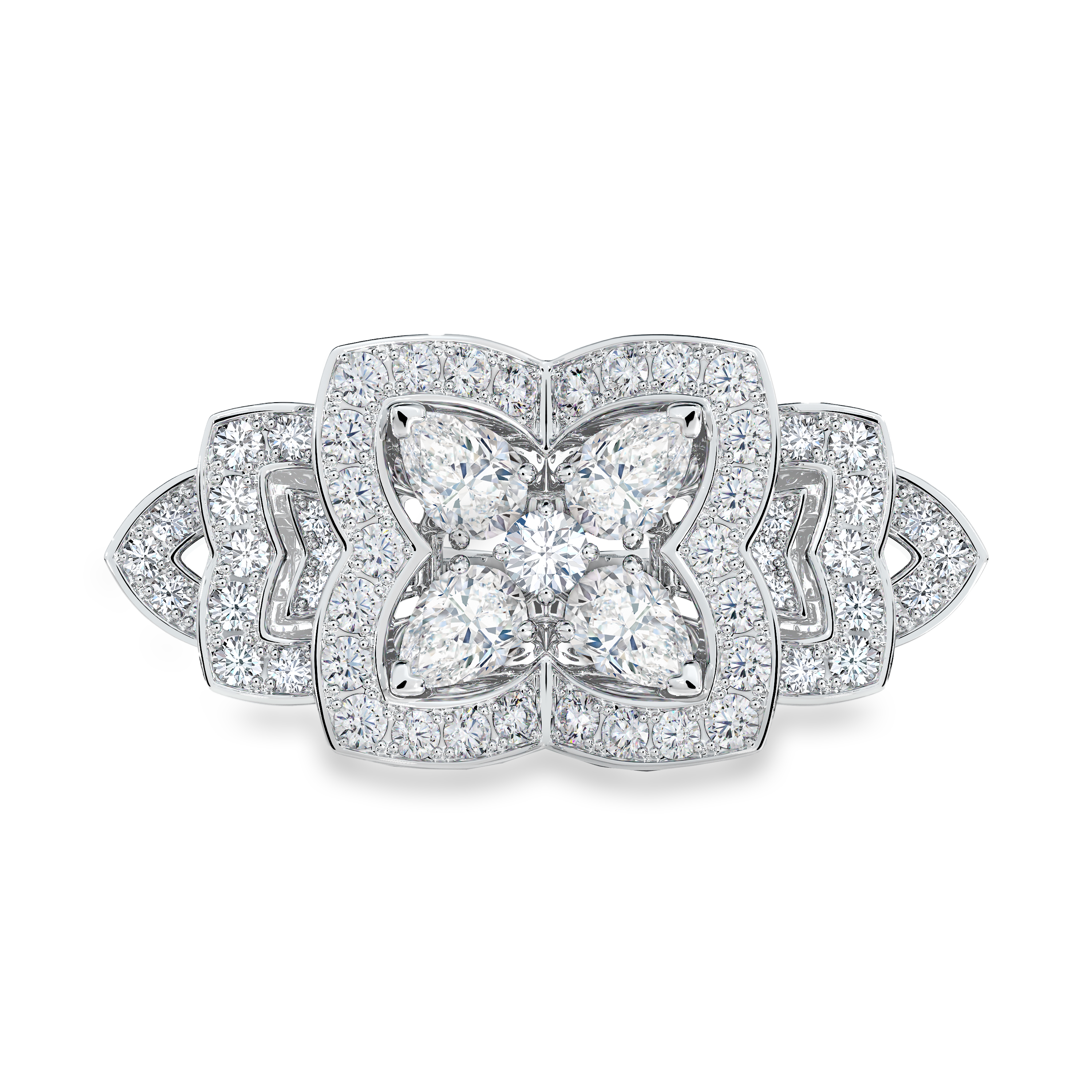 Enchanted Lotus Cocktail Ring in white gold, image 1