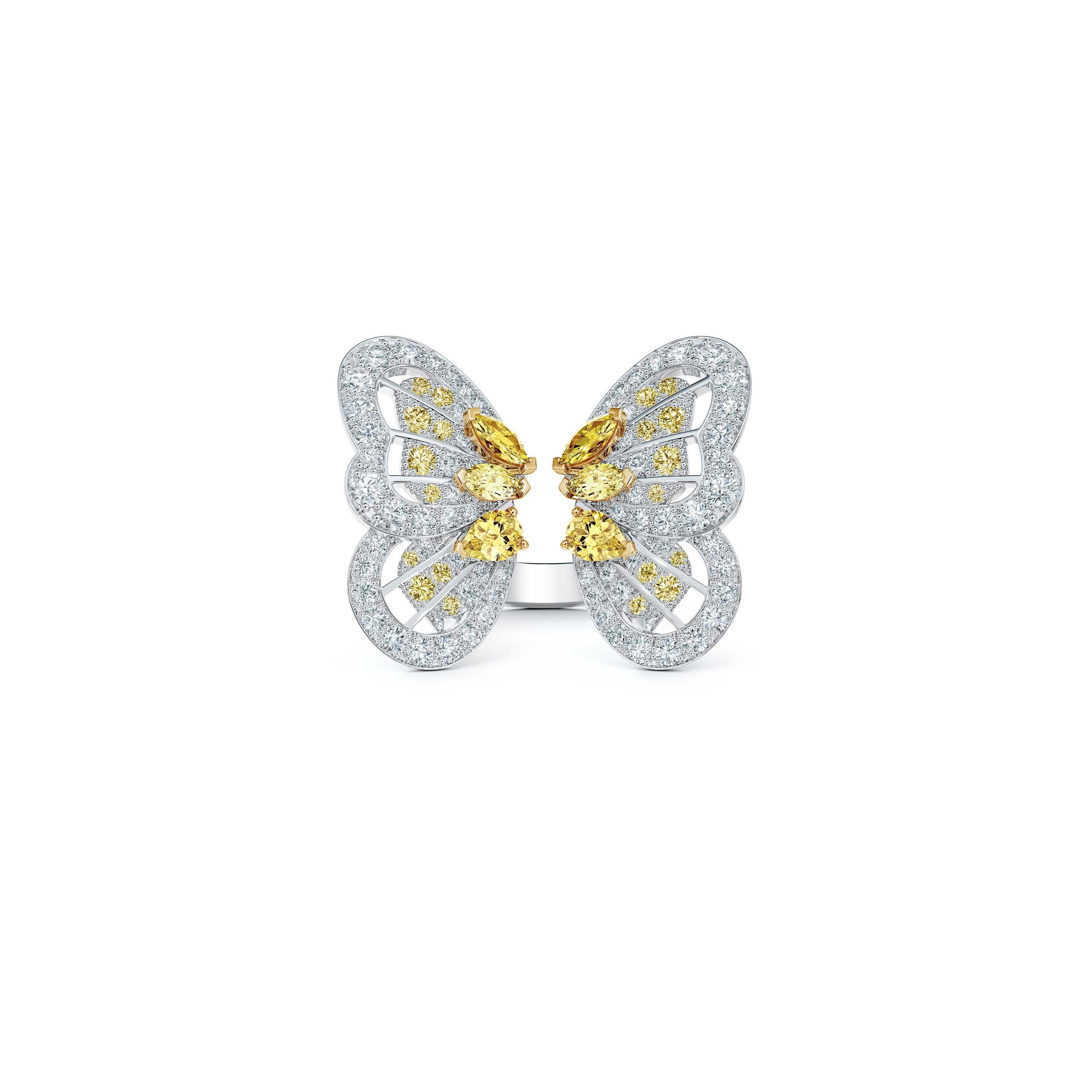 Fancy Yellow Portraits of Nature Butterfly Ring, image 1