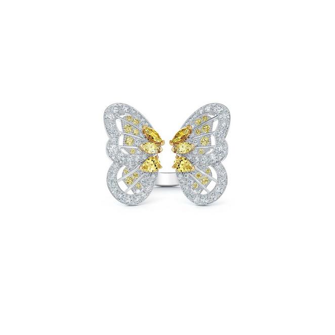 Bague Portraits of Nature butterfly diamants jaunes