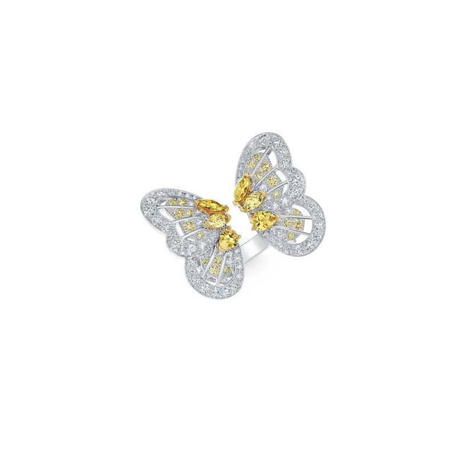 Bague Portraits of Nature butterfly diamants jaunes