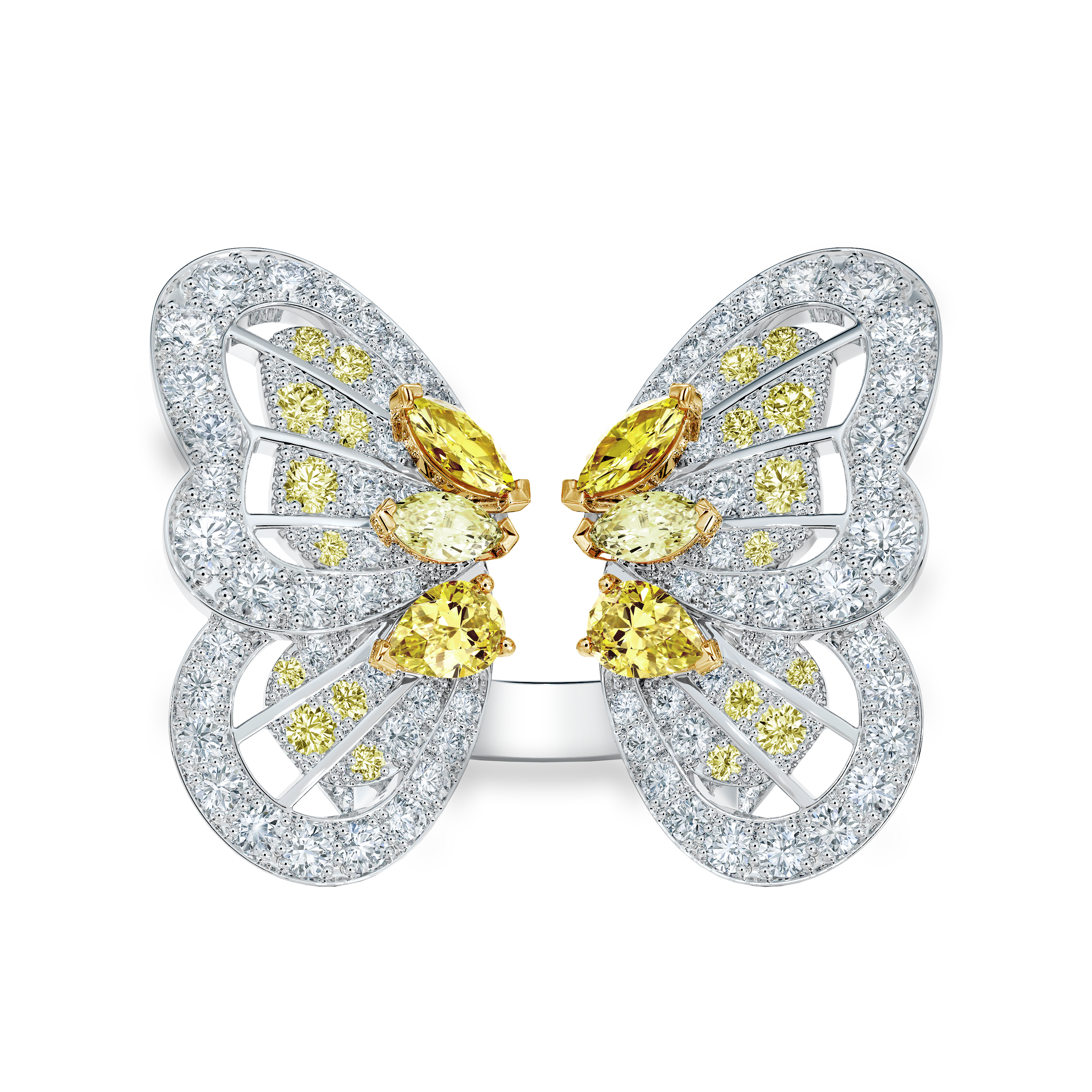 Bague Portraits of Nature butterfly diamants jaunes, image 1