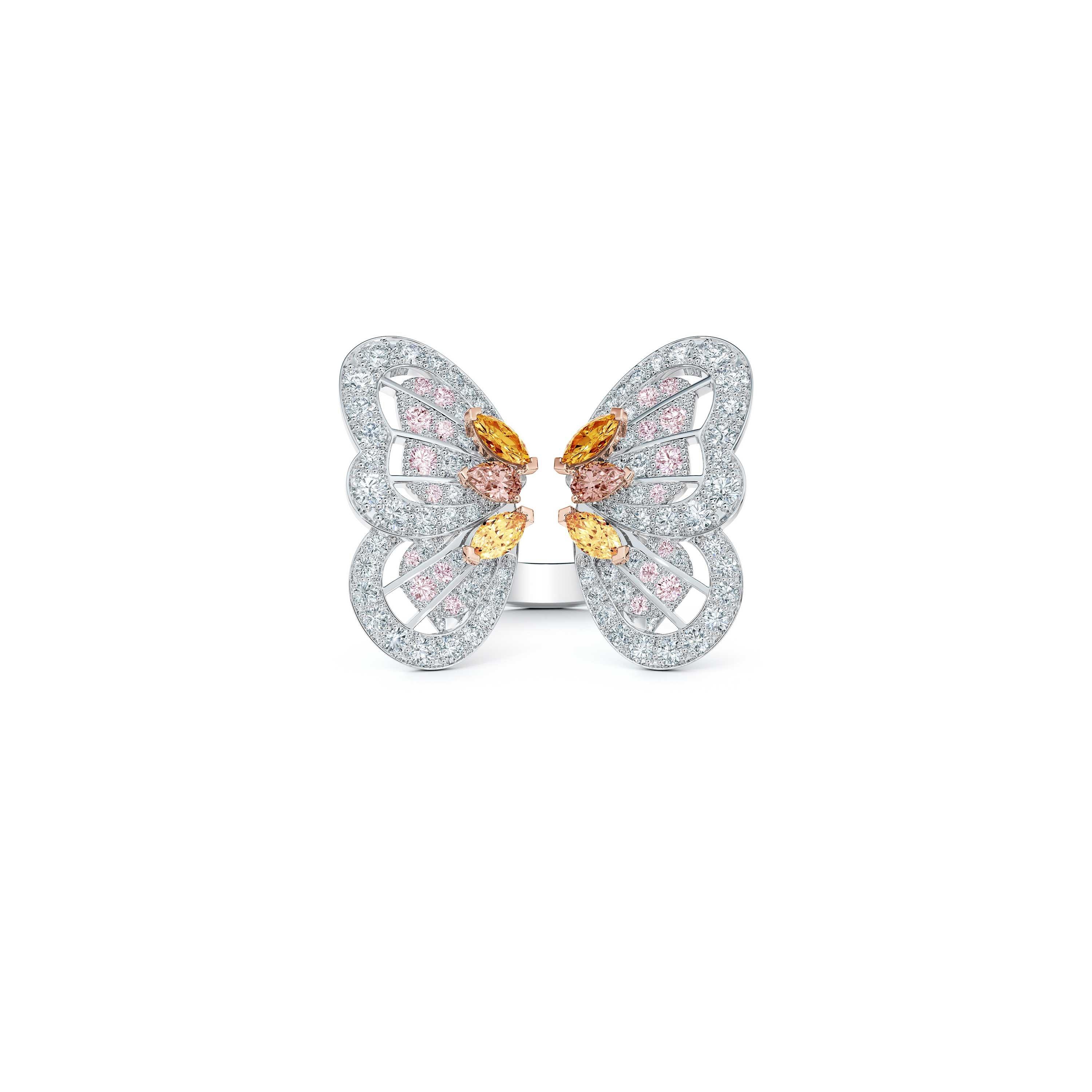 Bague Portraits of Nature Butterfly Diamants Orange et Roses, image 1