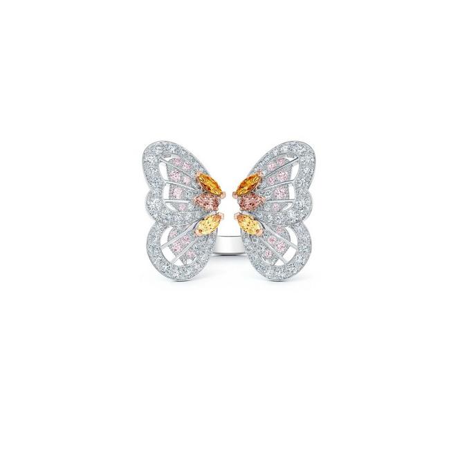 Portraits of Nature butterfly 中彩橙钻和粉钻戒指