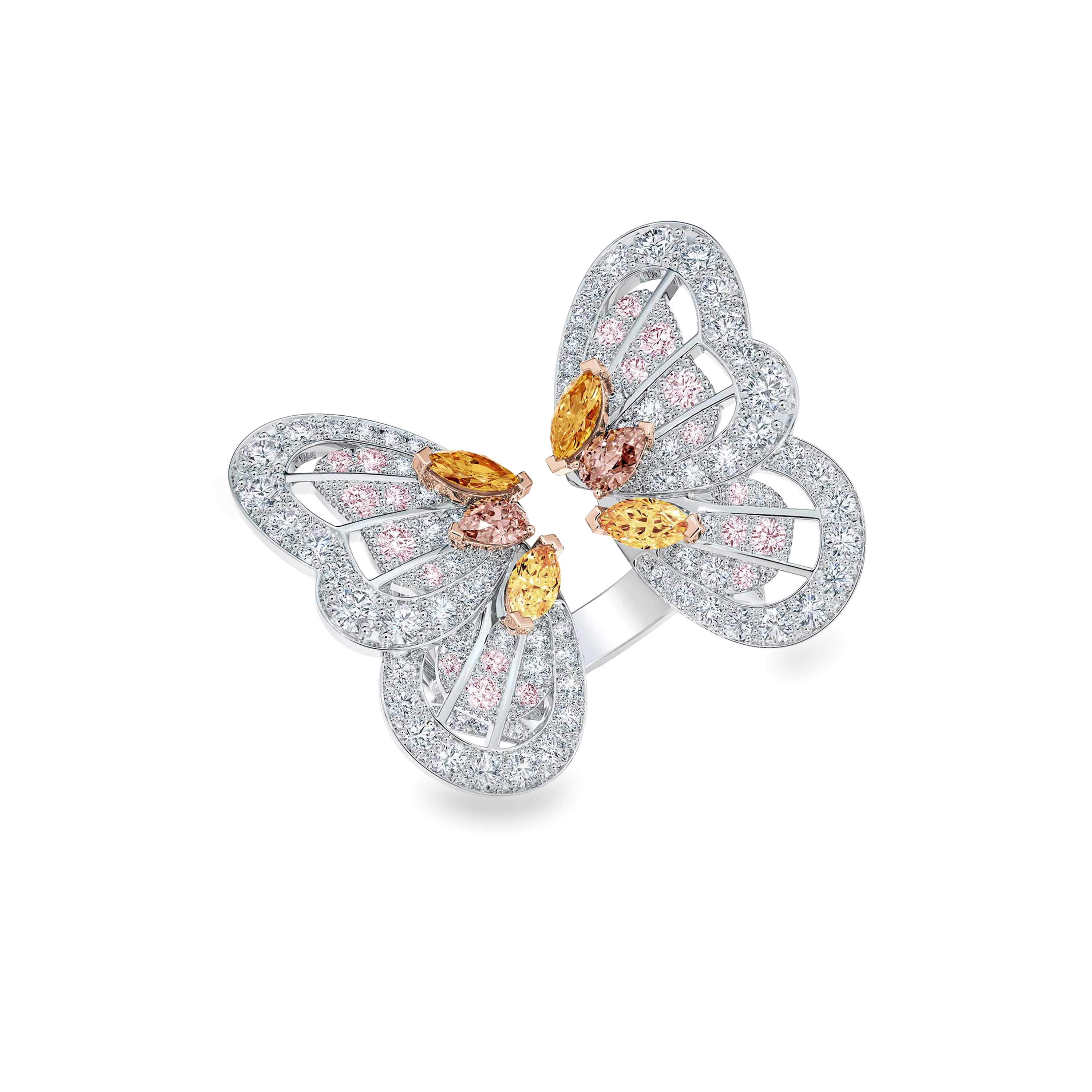 Bague Portraits of Nature Butterfly Diamants Orange et Roses, image 1