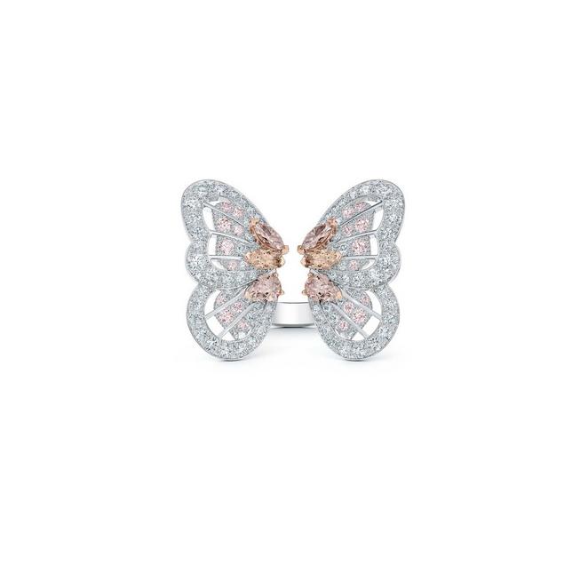 Portraits of Nature butterfly 帶粉紅色的褐鑽戒指