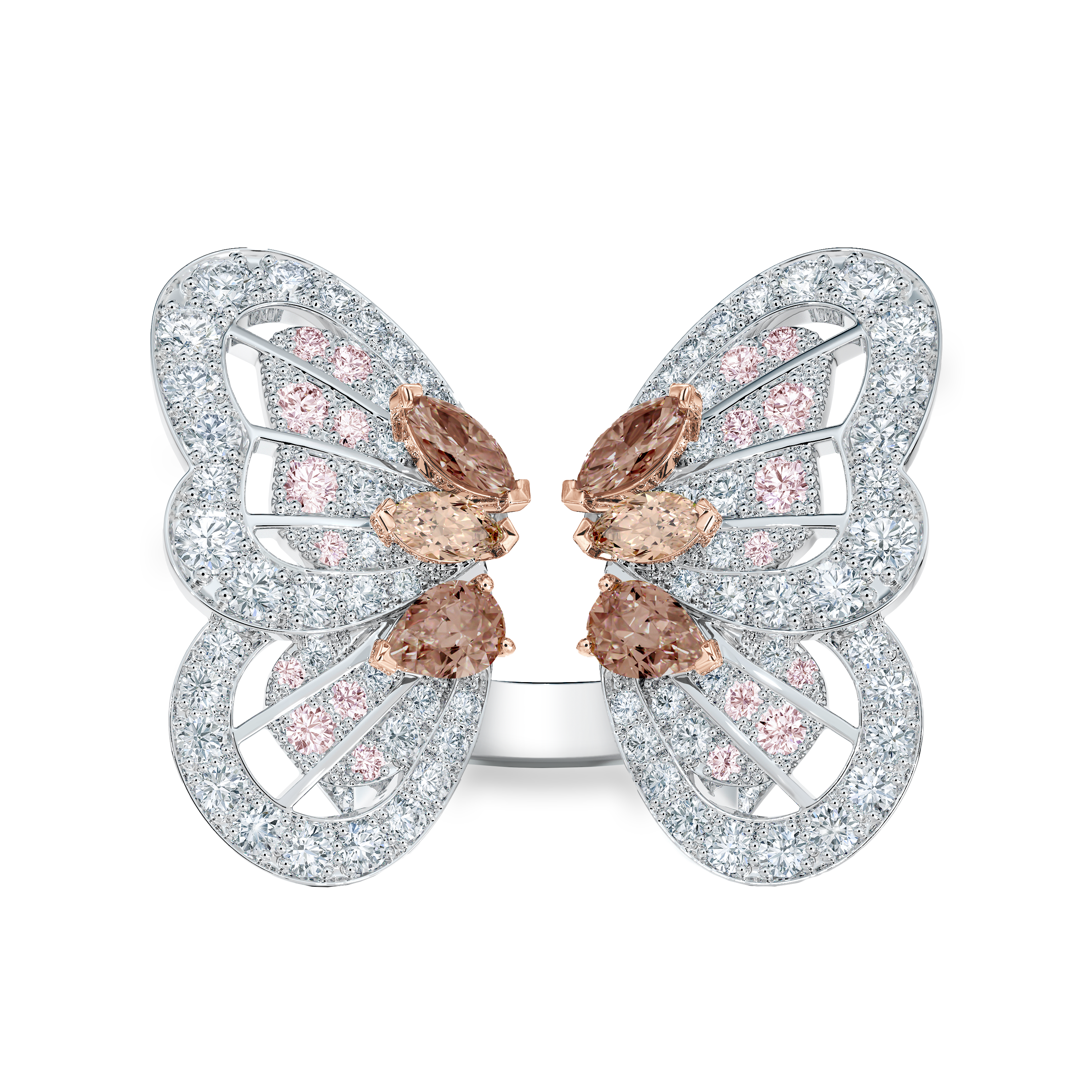 Portraits of Nature butterfly fancy pinkish brown ring, image 1