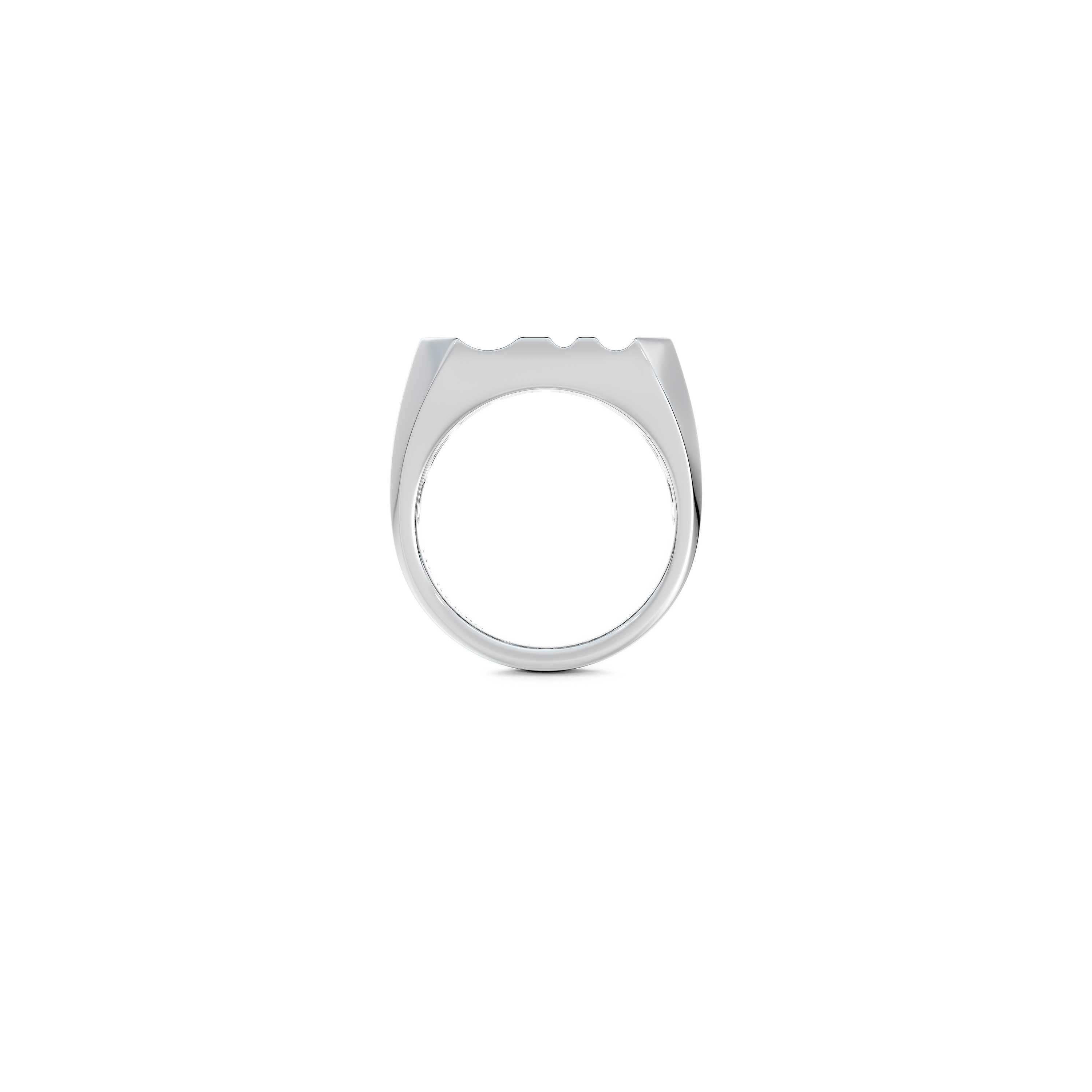 Custom Script Monogram Signet Ring Medium Large / 18K White Gold