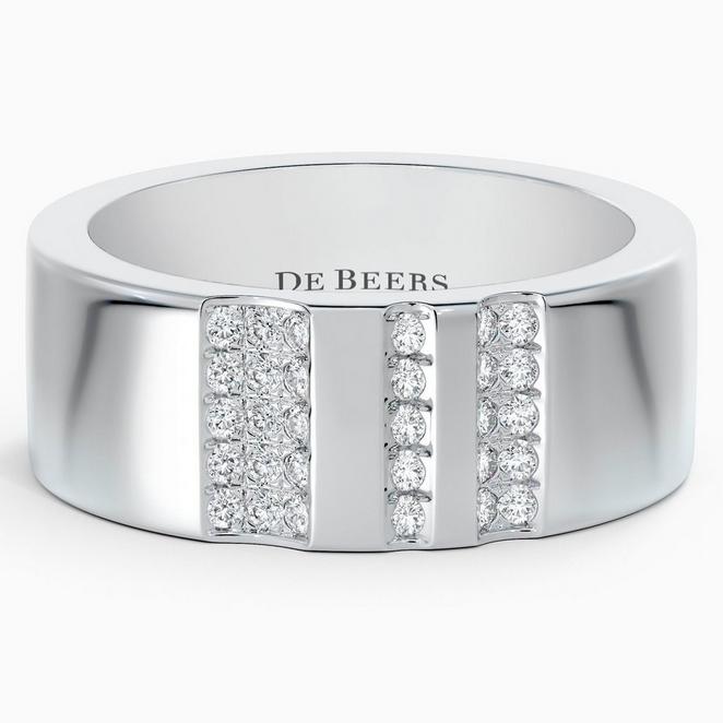 De Beers RVL 白金密釘鑲鑽戒指, image 1