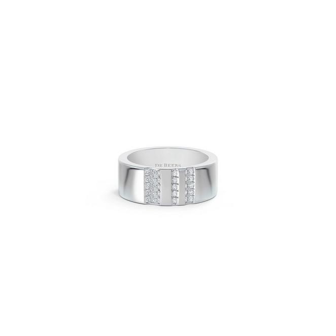De Beers RVL band ring in white gold