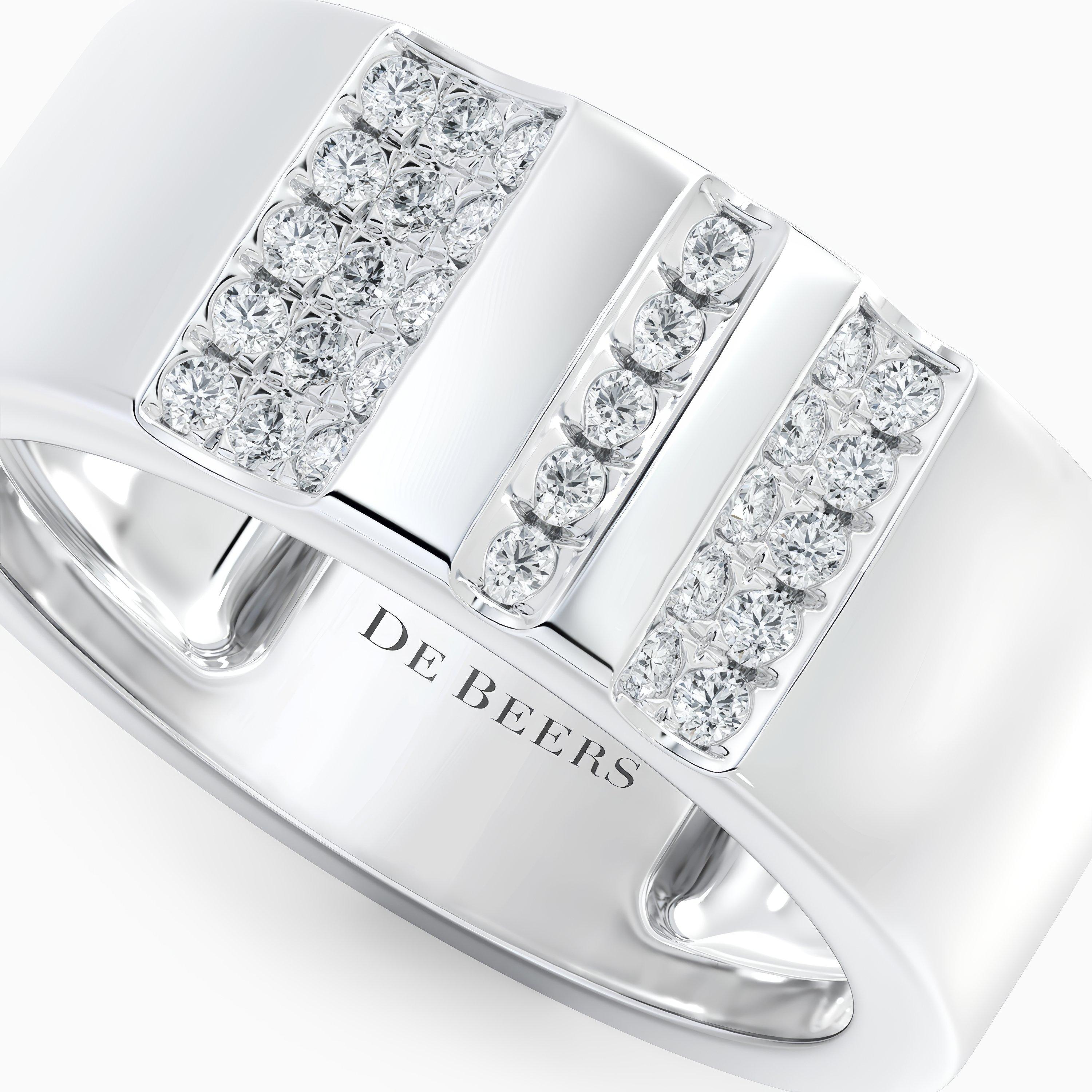 De Beers RVL 白金密釘鑲鑽戒指, image 2