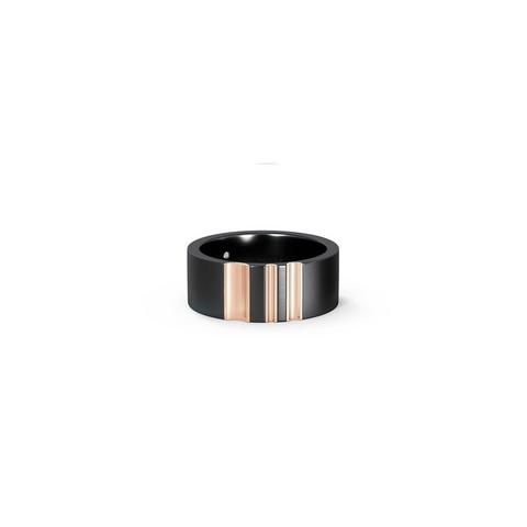 De Beers RVL band ring in black titanium and rose gold