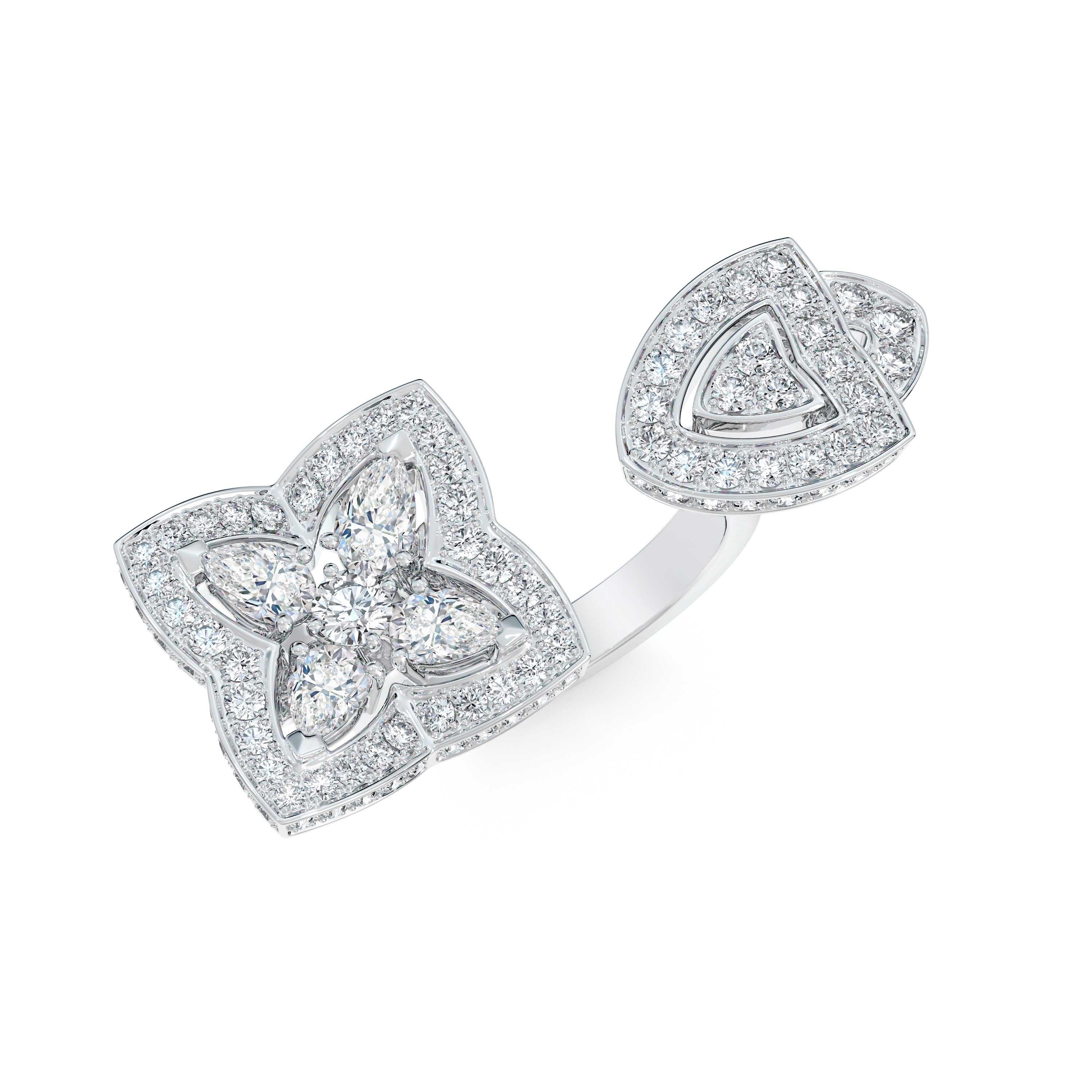 Enchanted Lotus 開放式白金鉆石戒指, image 4