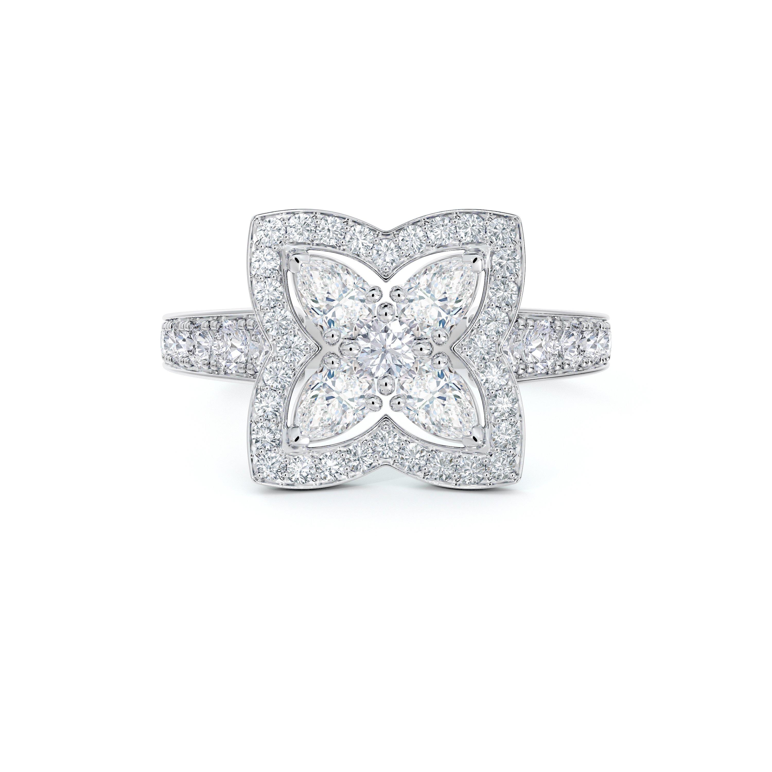 De Beers Jewellers 18kt White Gold Enchanted Lotus Diamond Ring