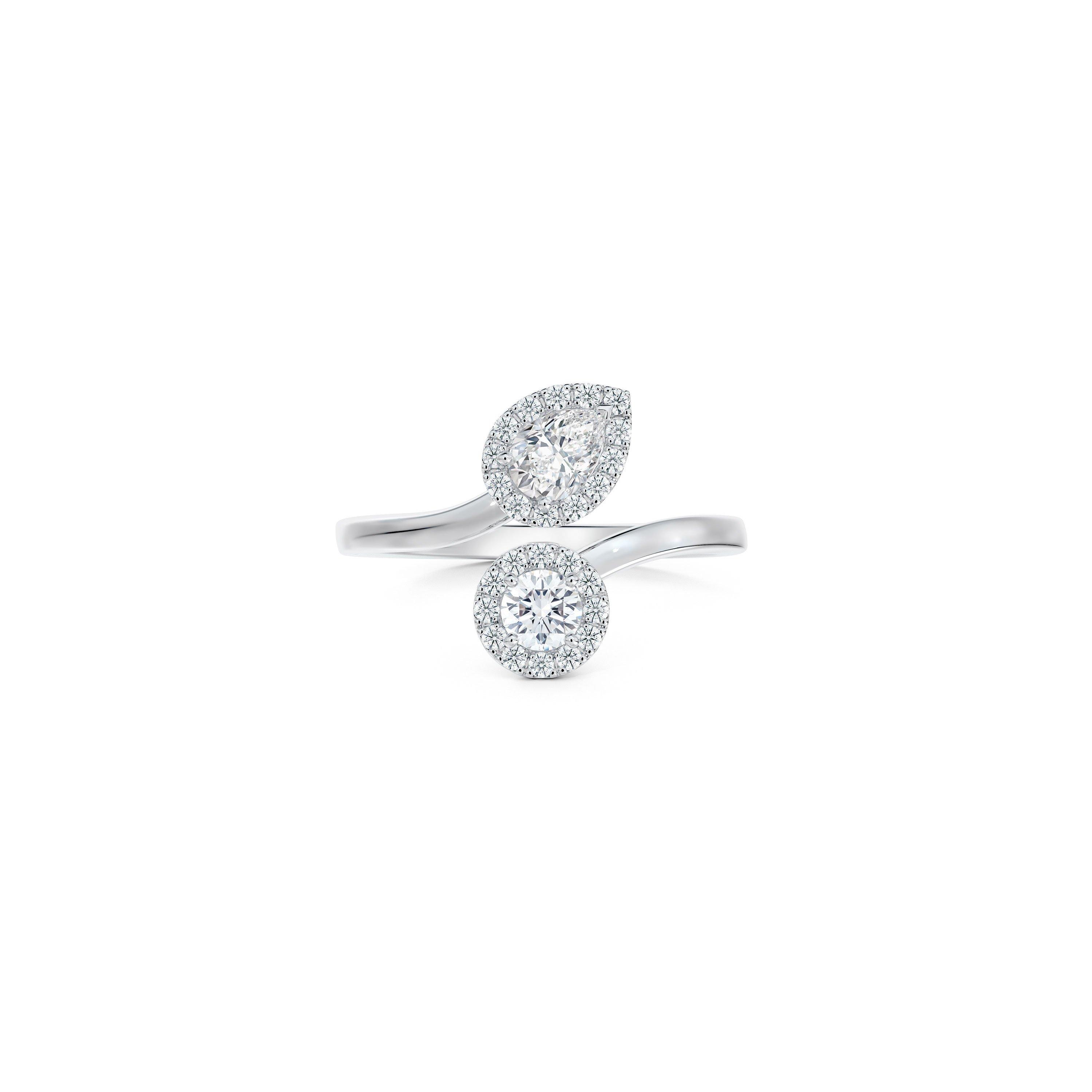 Aura Toi & Moi pear-shaped and round brilliant diamond ring, image 1