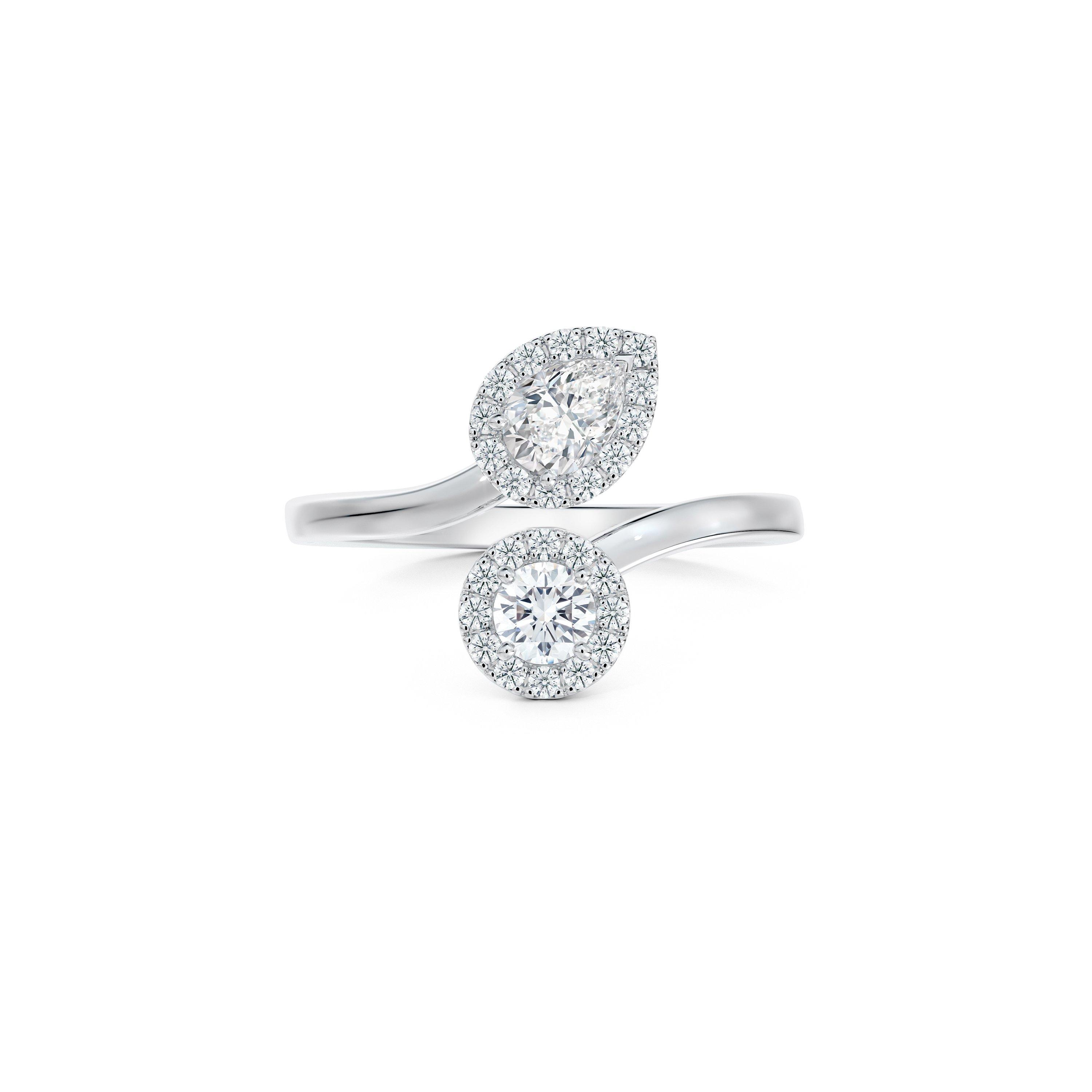 Aura Toi & Moi Pear-Shaped and Round Brilliant Diamond Ring, image 1