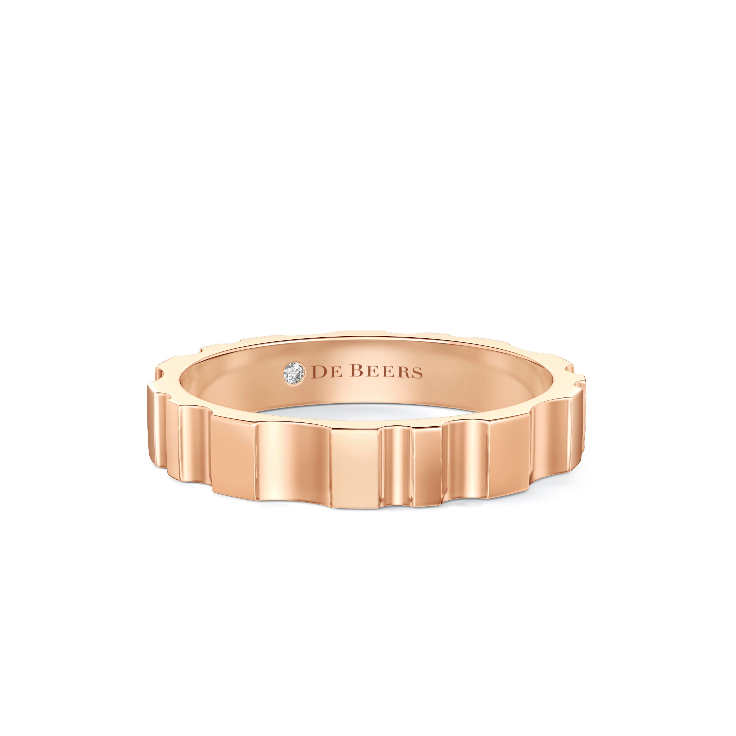 De Beers RVL Black Cord Bracelet in Rose Gold