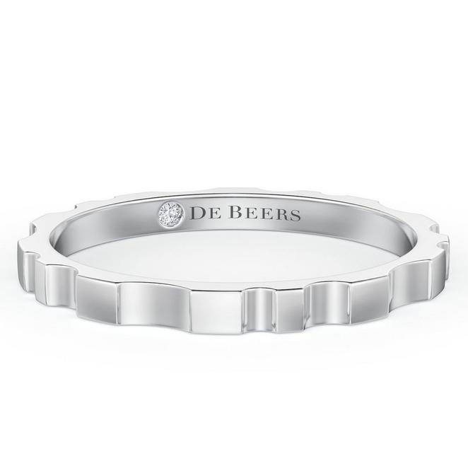 De Beers RVL Band Ring in White Gold, image 1