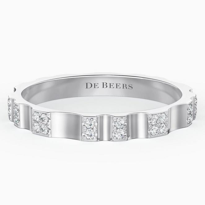 De Beers RVL Pavé Band in White Gold, image 1