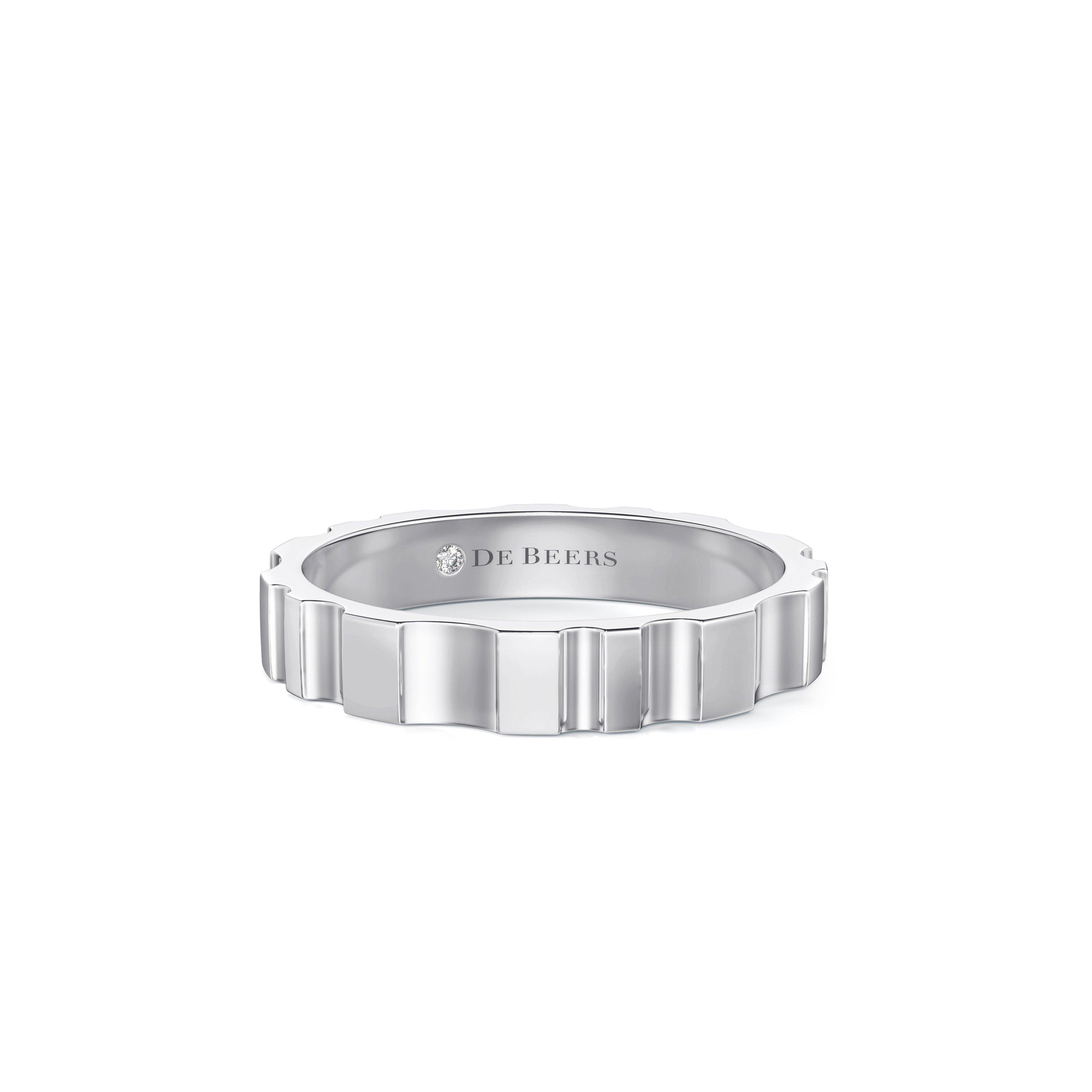 De Beers RVL Band Ring in White Gold, image 1