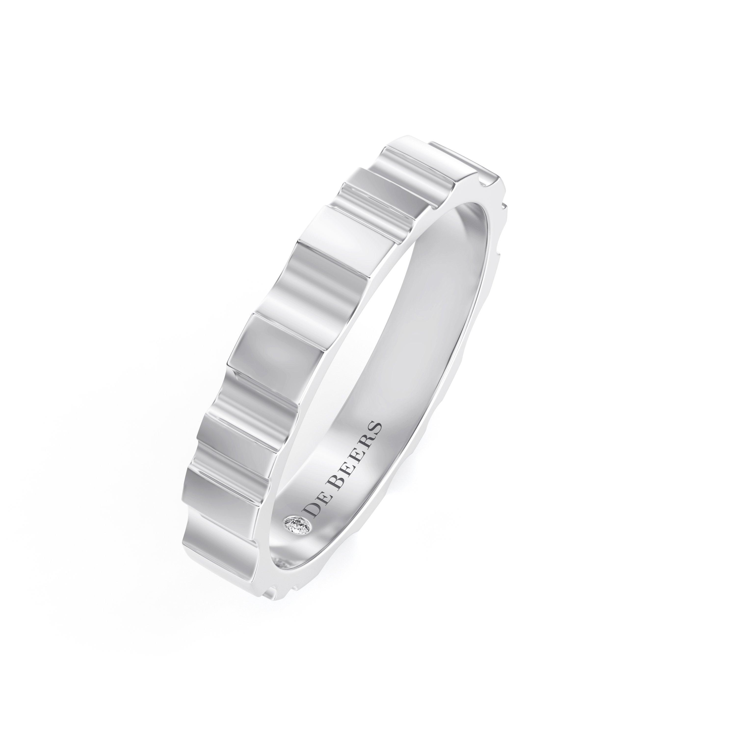 DE BEERS RVL BAND RING IN WHITE GOLD