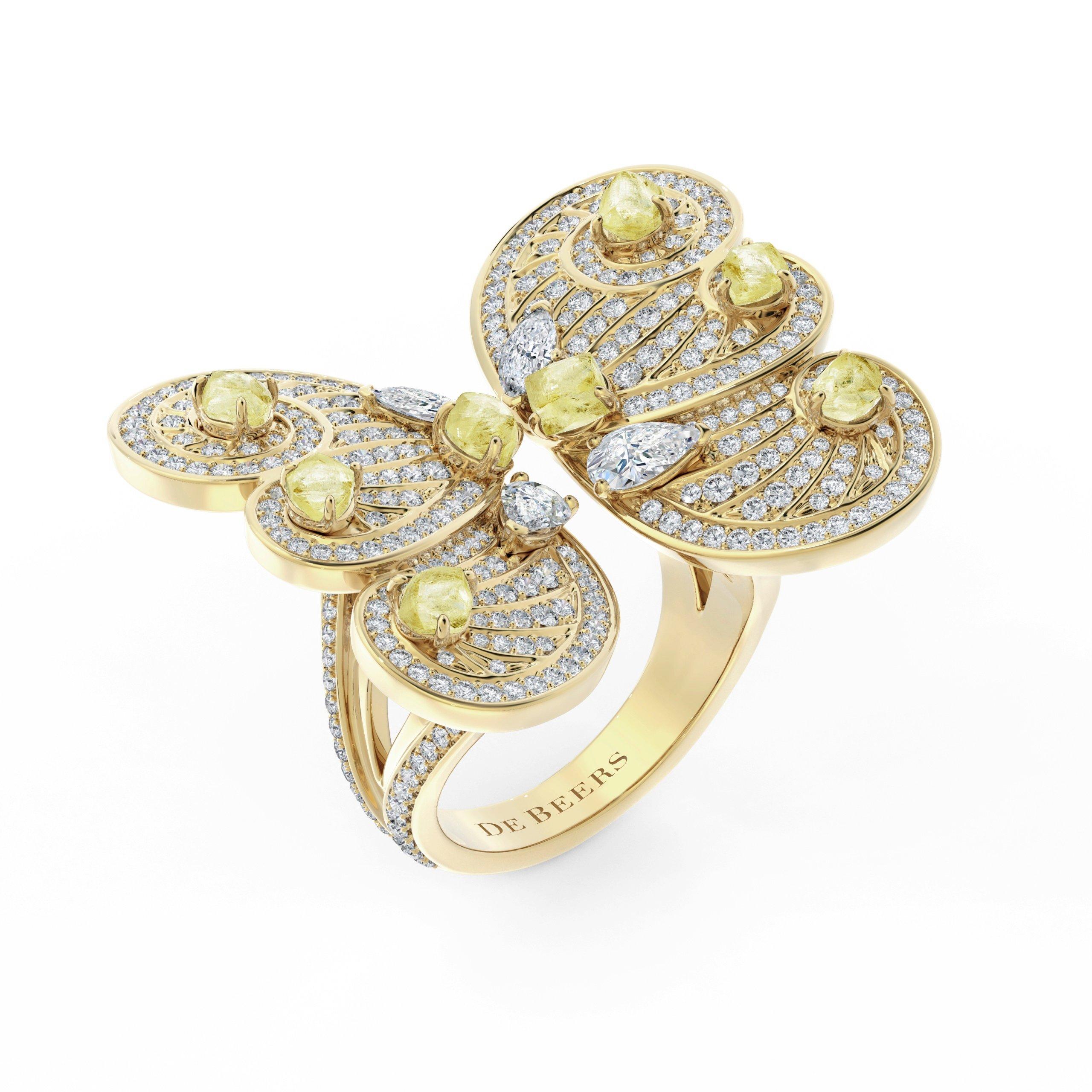 Designer Triple Heart Platinum Ring Multicolor Gold with Diamonds JL P