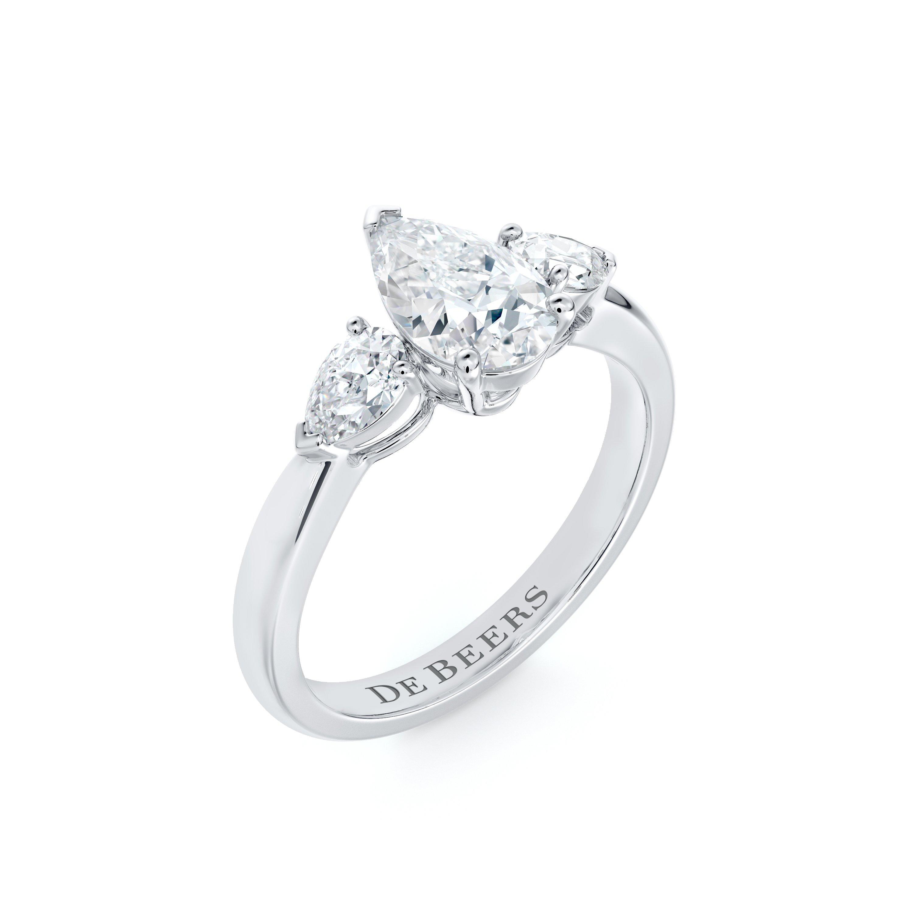 DB Classic Pear-Shaped Centre with Pear-Shaped Side Stones Diamond Ring